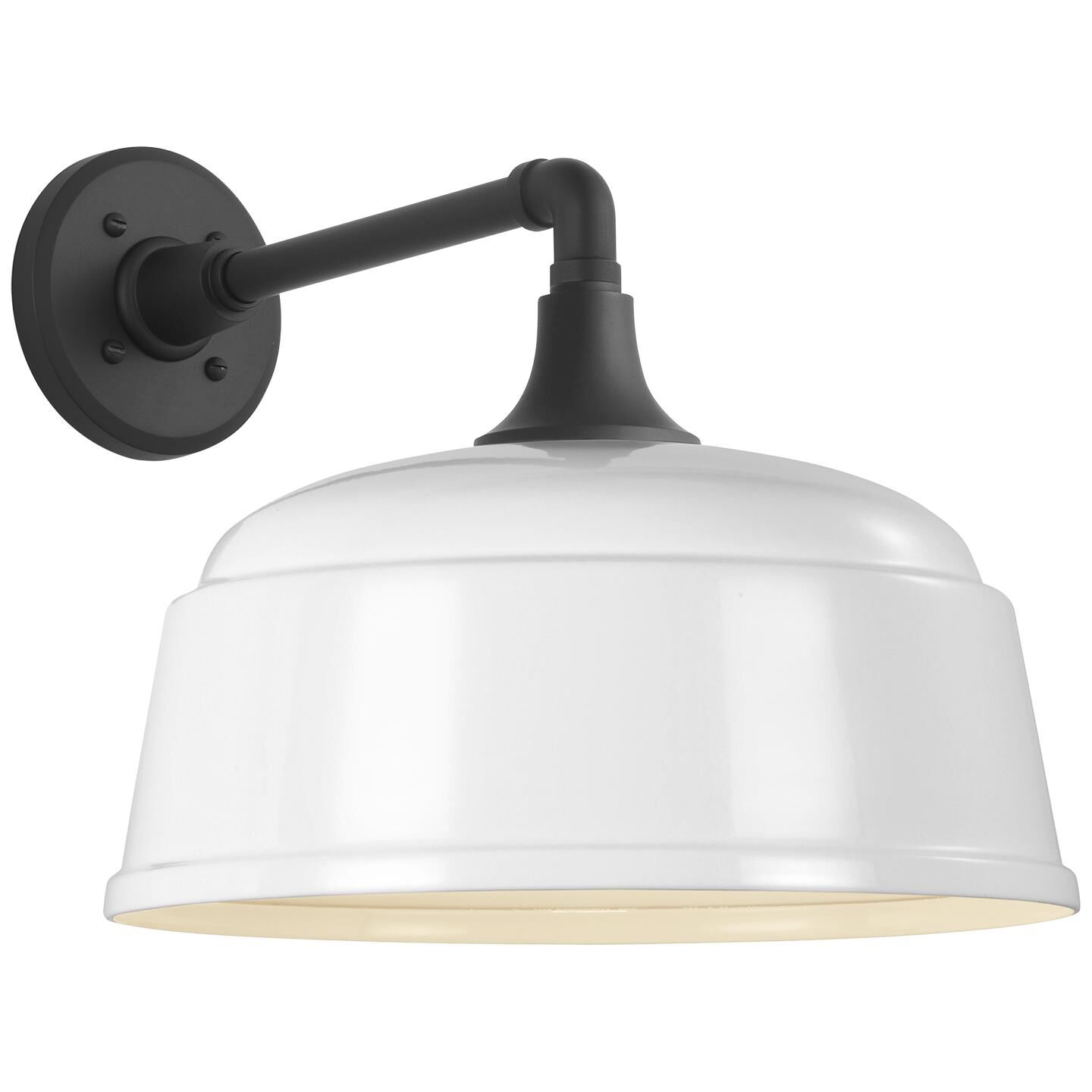 Shown in Matte Black finish and White Rockhouse shade