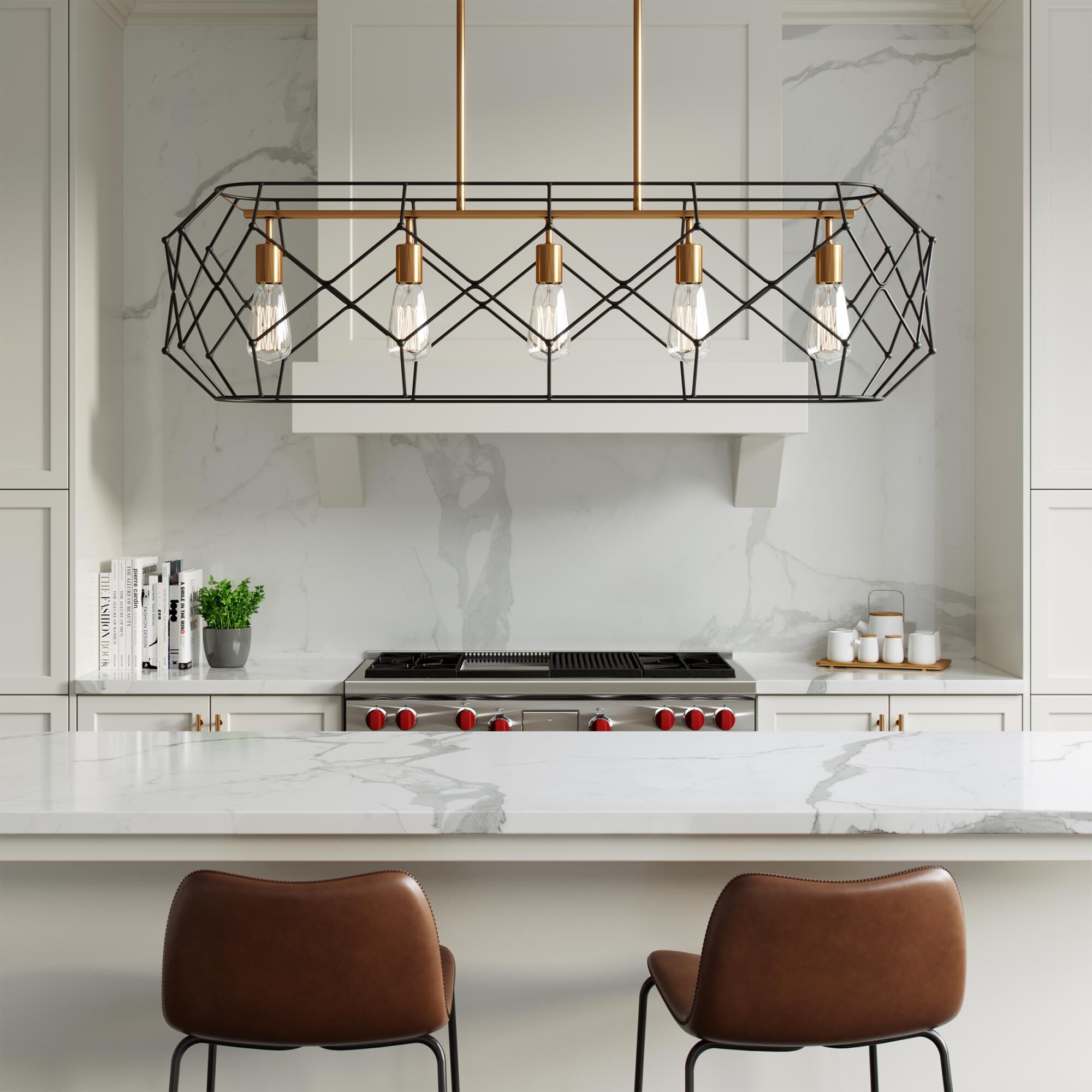 Sean Lavin Zarra 44 Inch 5 Light Linear Suspension Light by Visual Comfort Studio Collection