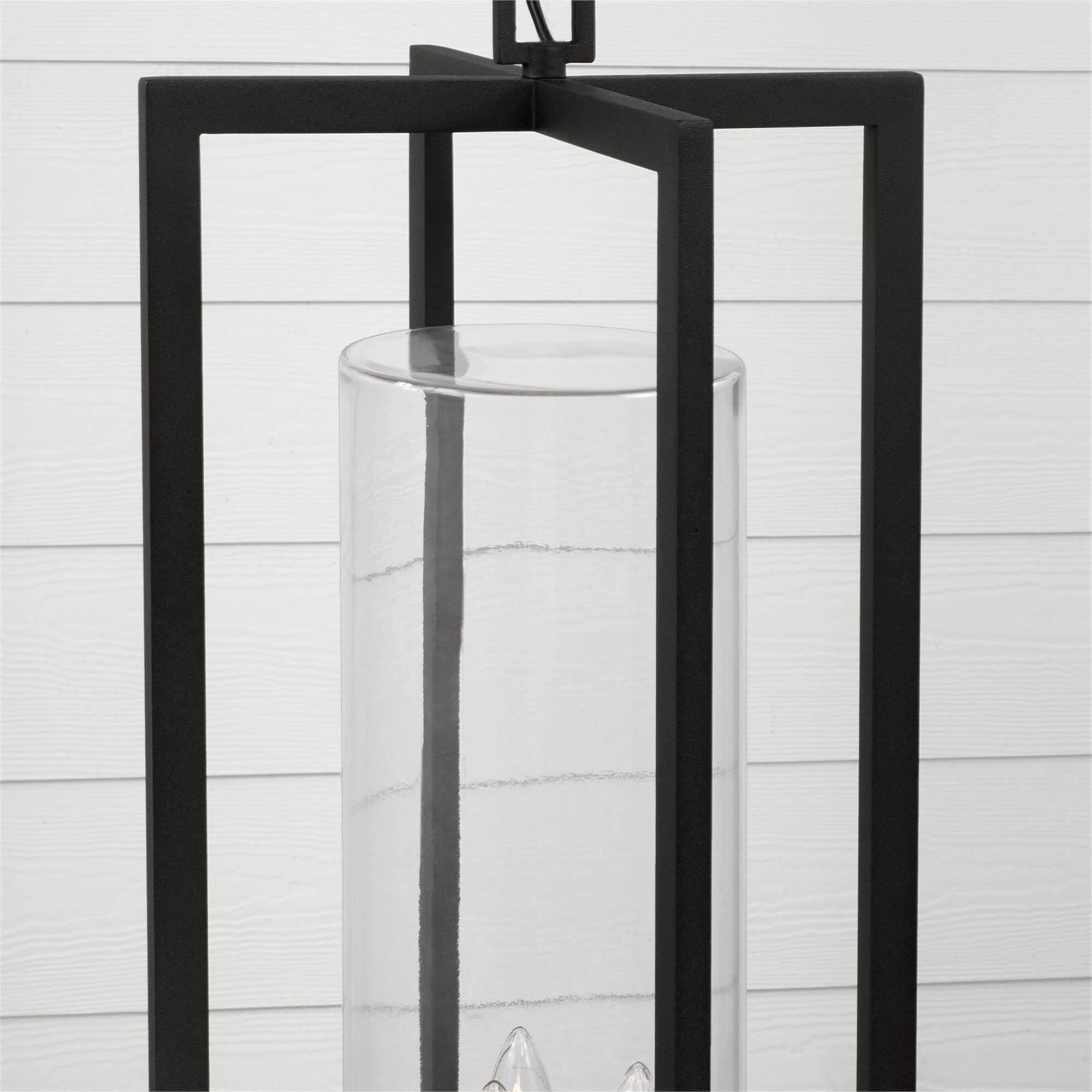 Shown in Black finish and Clear glass