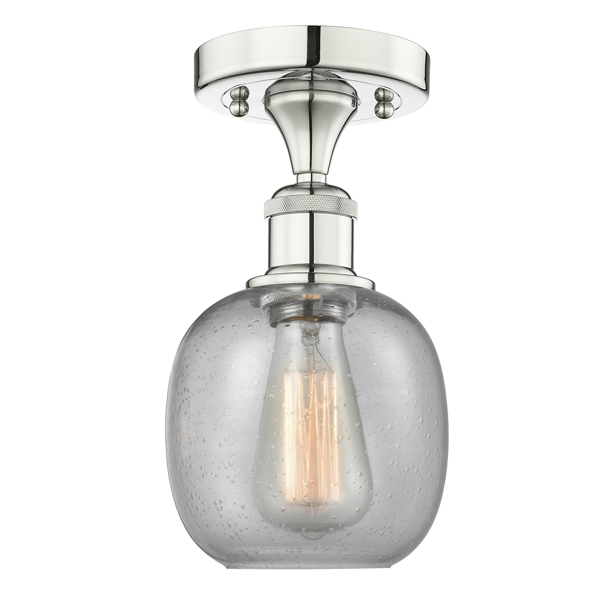 Shown in Polished Nickel finish and Seedy glass