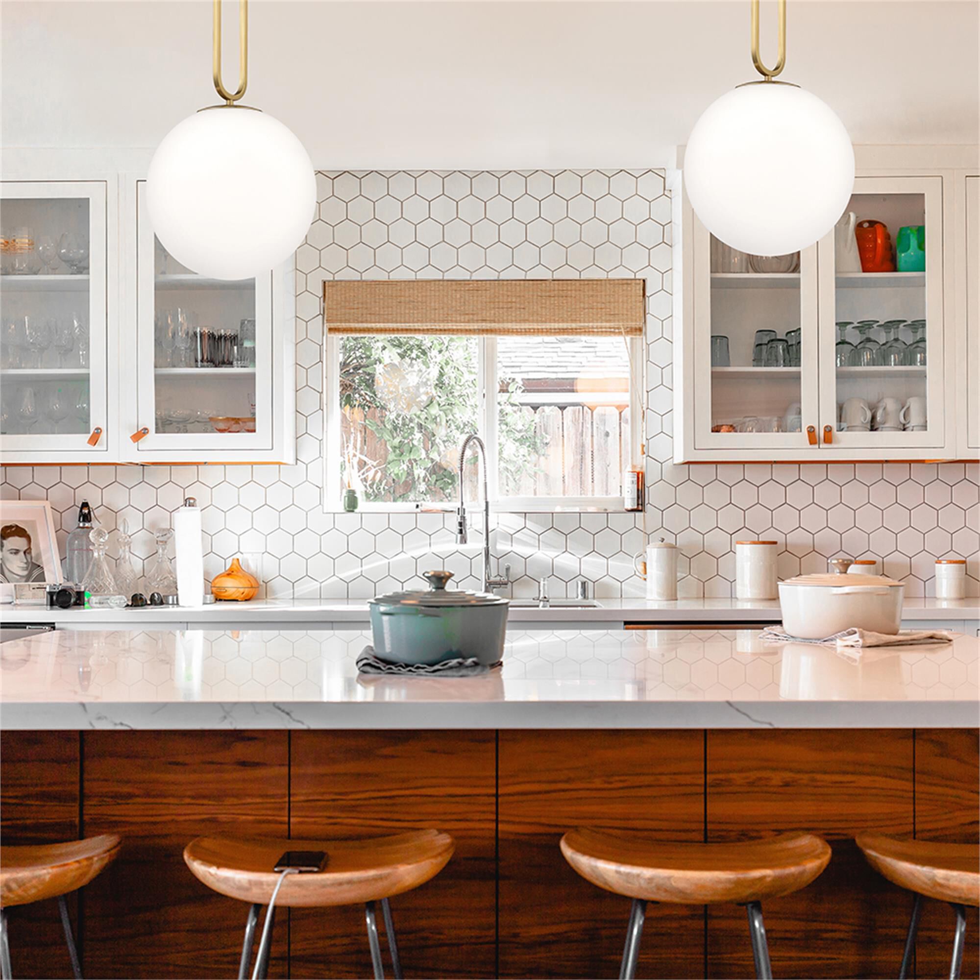 Shown in Gold finish and Glass shade