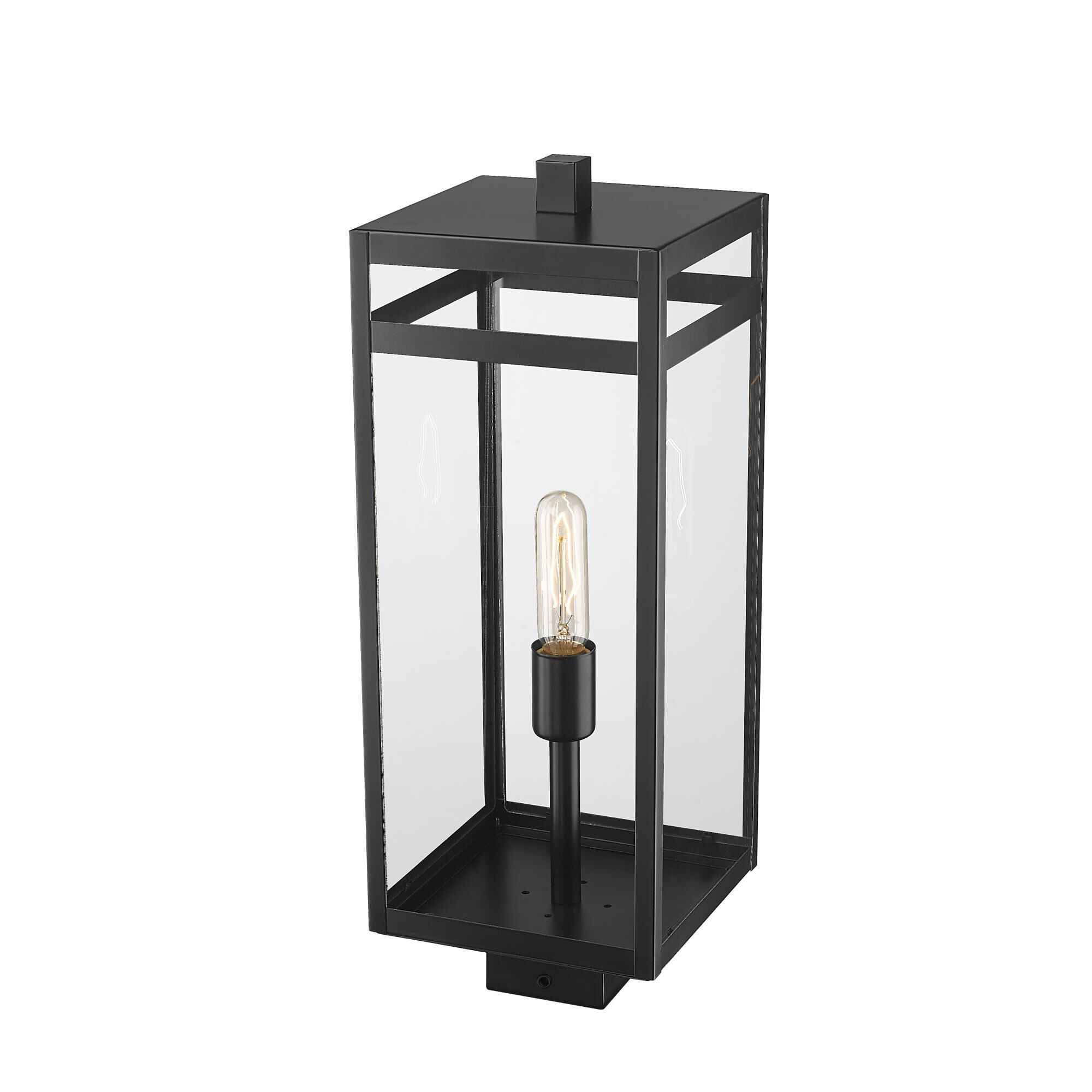 Shown in Black finish and Glass shade