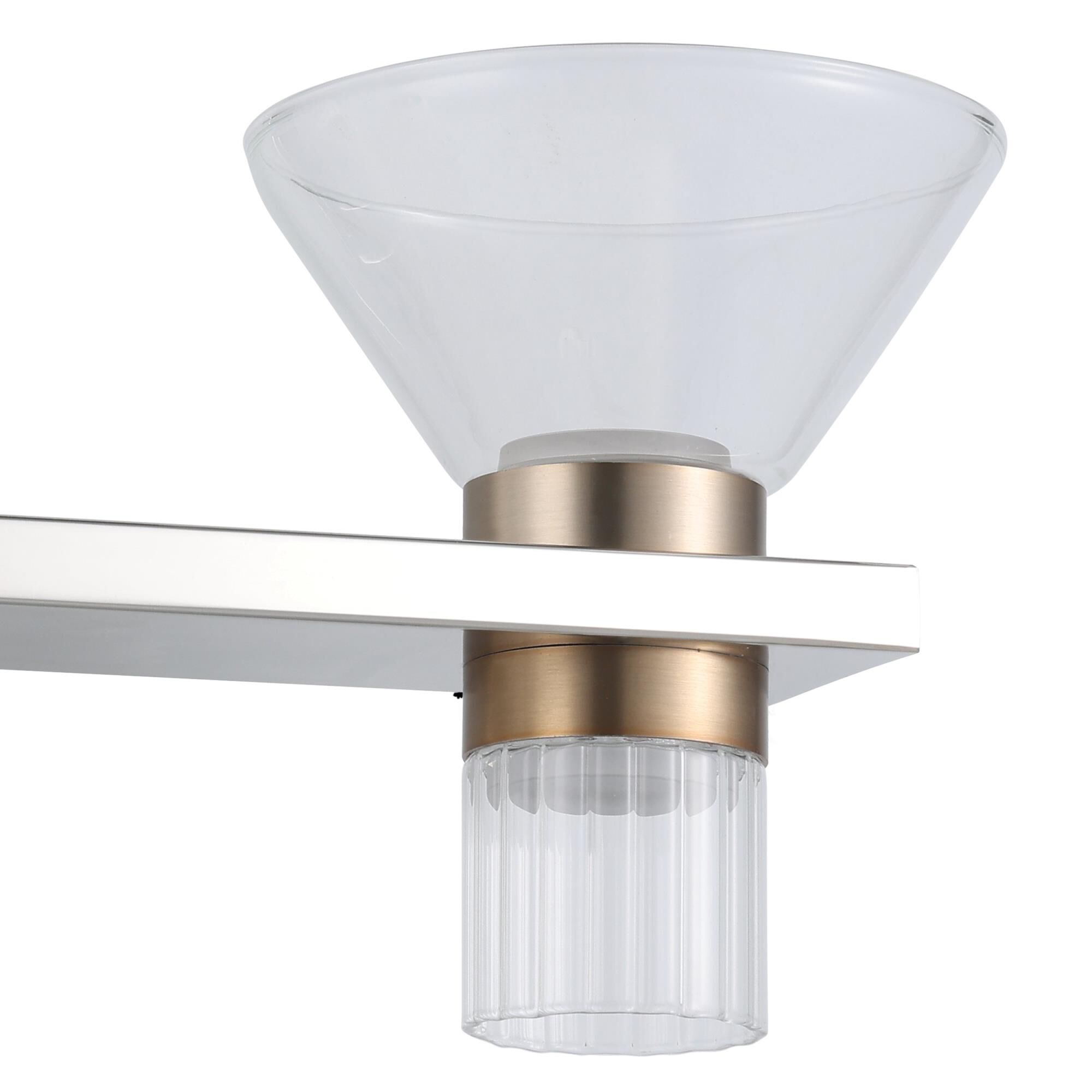 Shown in Polished Nickel finish and Clear, Clear Ribbed glass