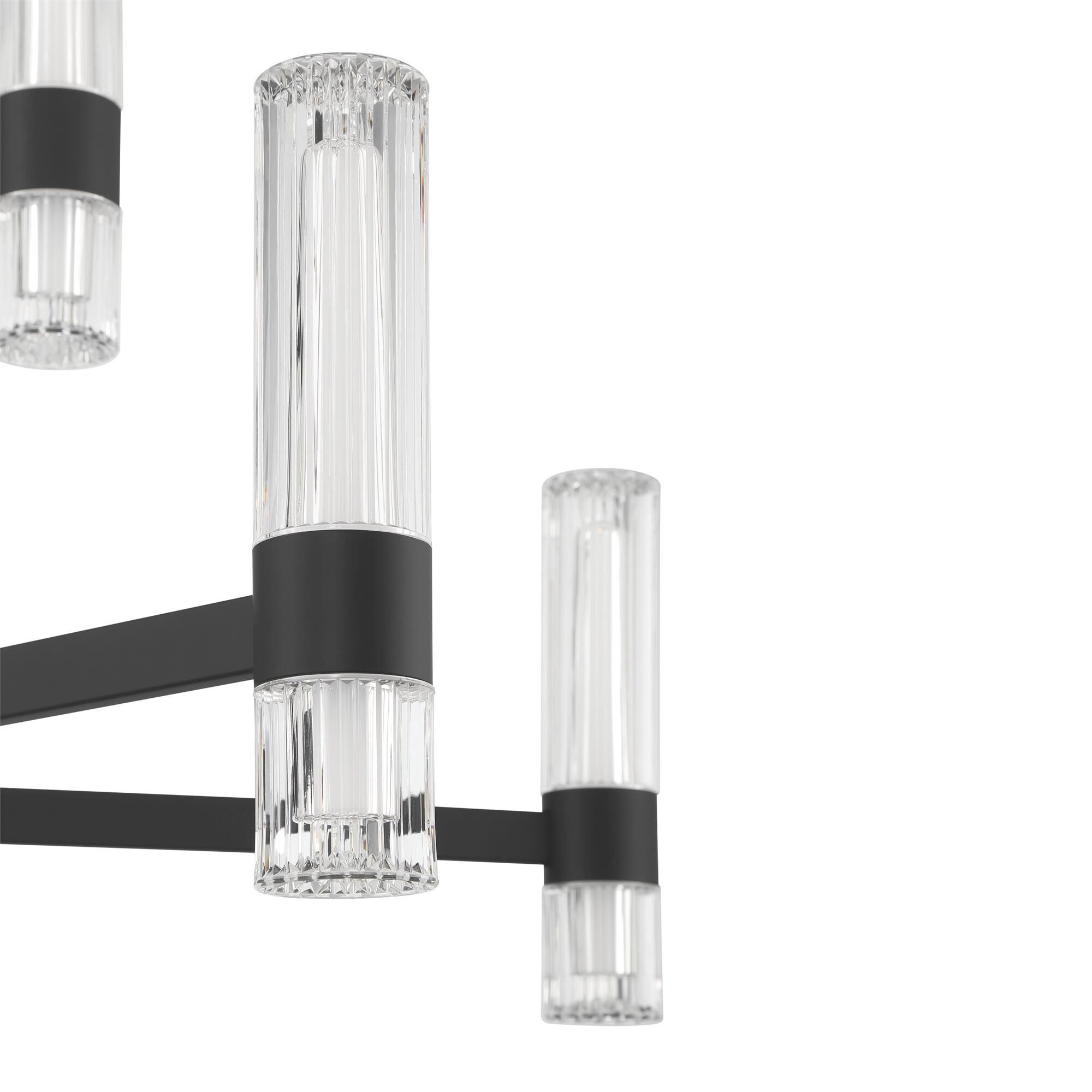 Shown in Matte Black finish and Clear Ribbed, White glass