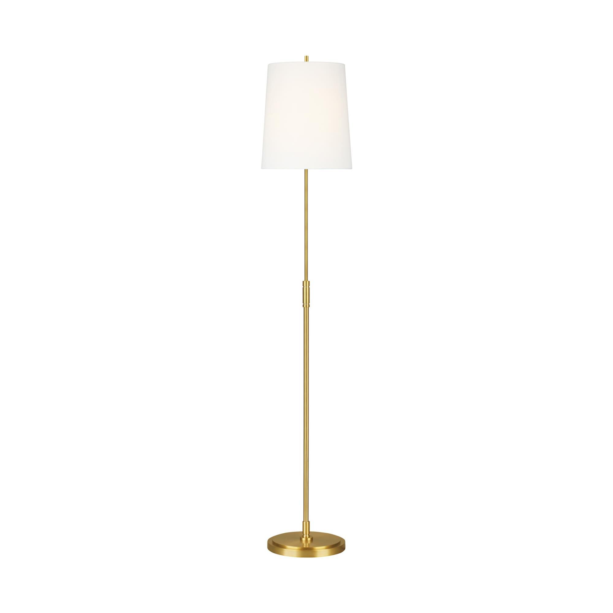 Shown in Burnished Brass finish and White Linenfabric shade