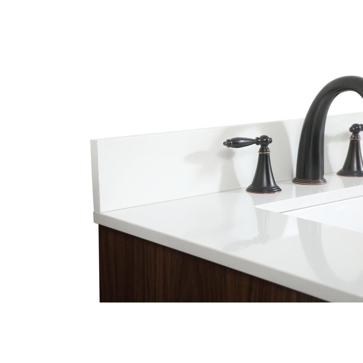 Shown in Walnut finish and With Backsplash accent