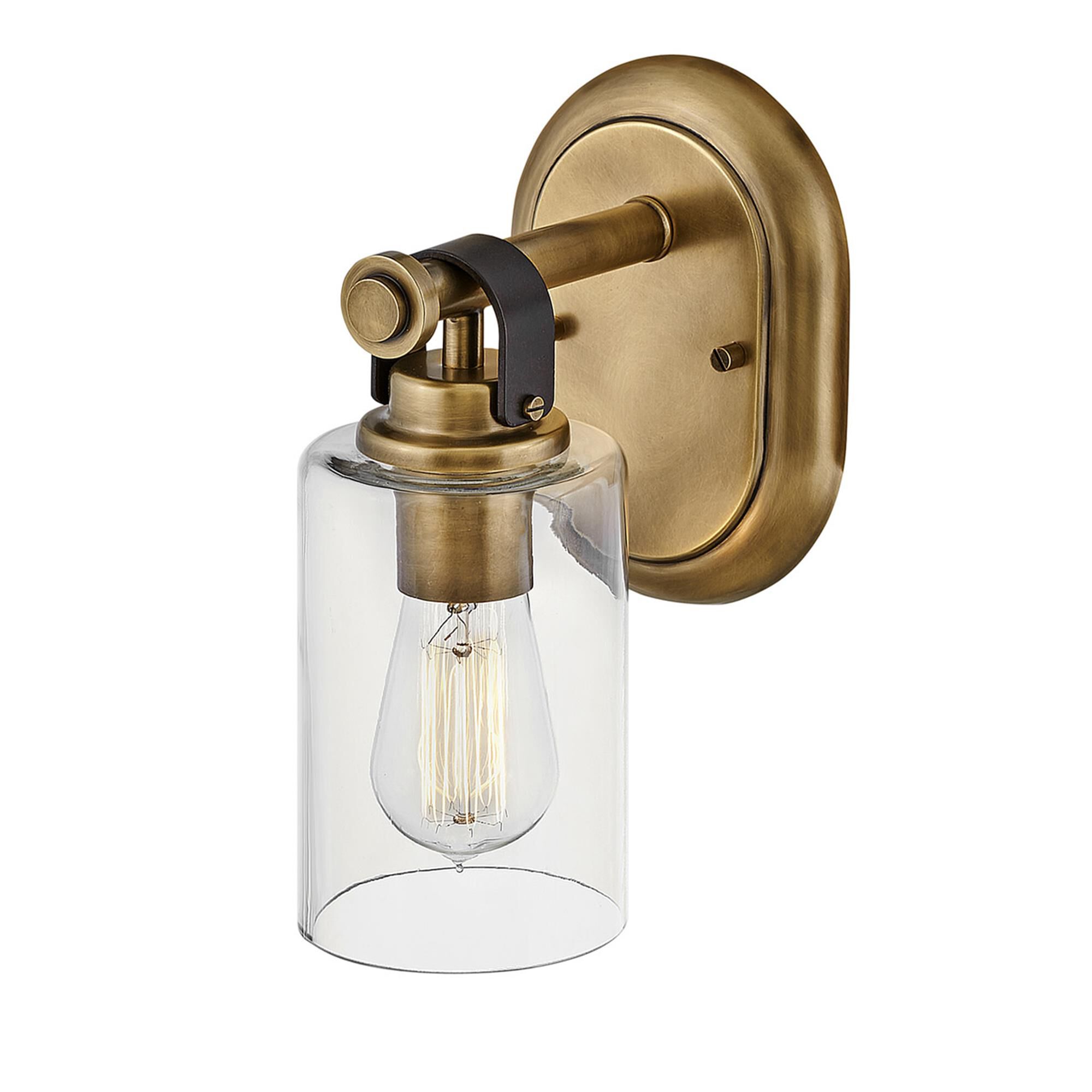 Shown in Heritage Brass finish and Clear glass