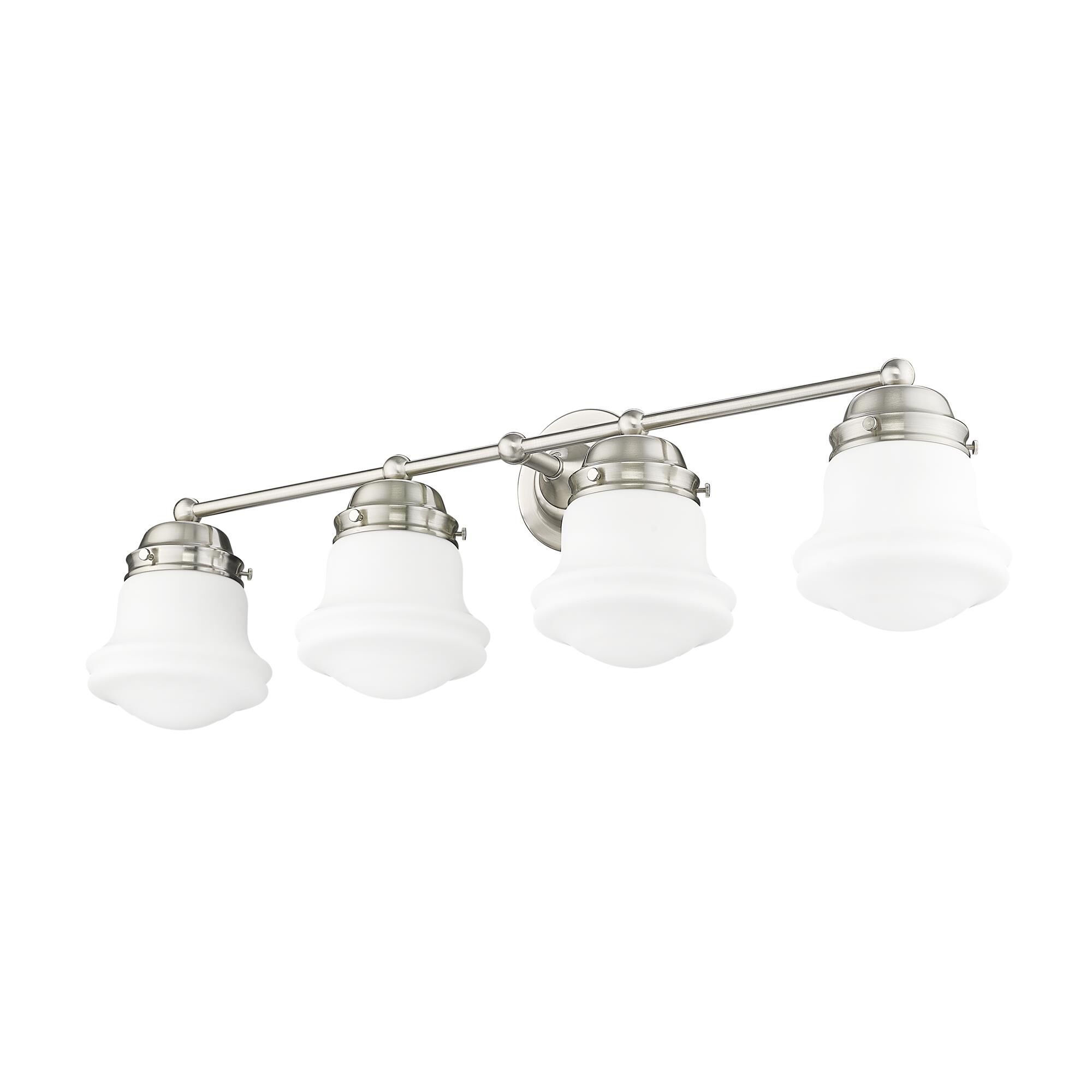 Shown in Brushed Nickel finish and Matte Opal glass