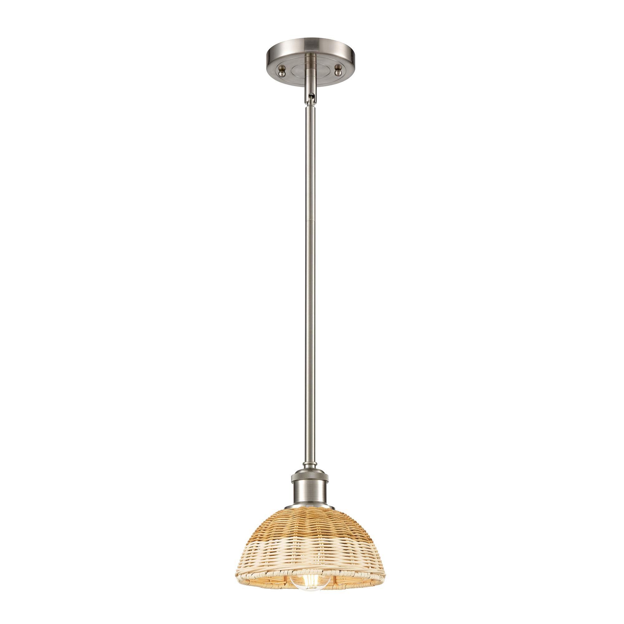Shown in Brushed Satin Nickel finish and Natural shade
