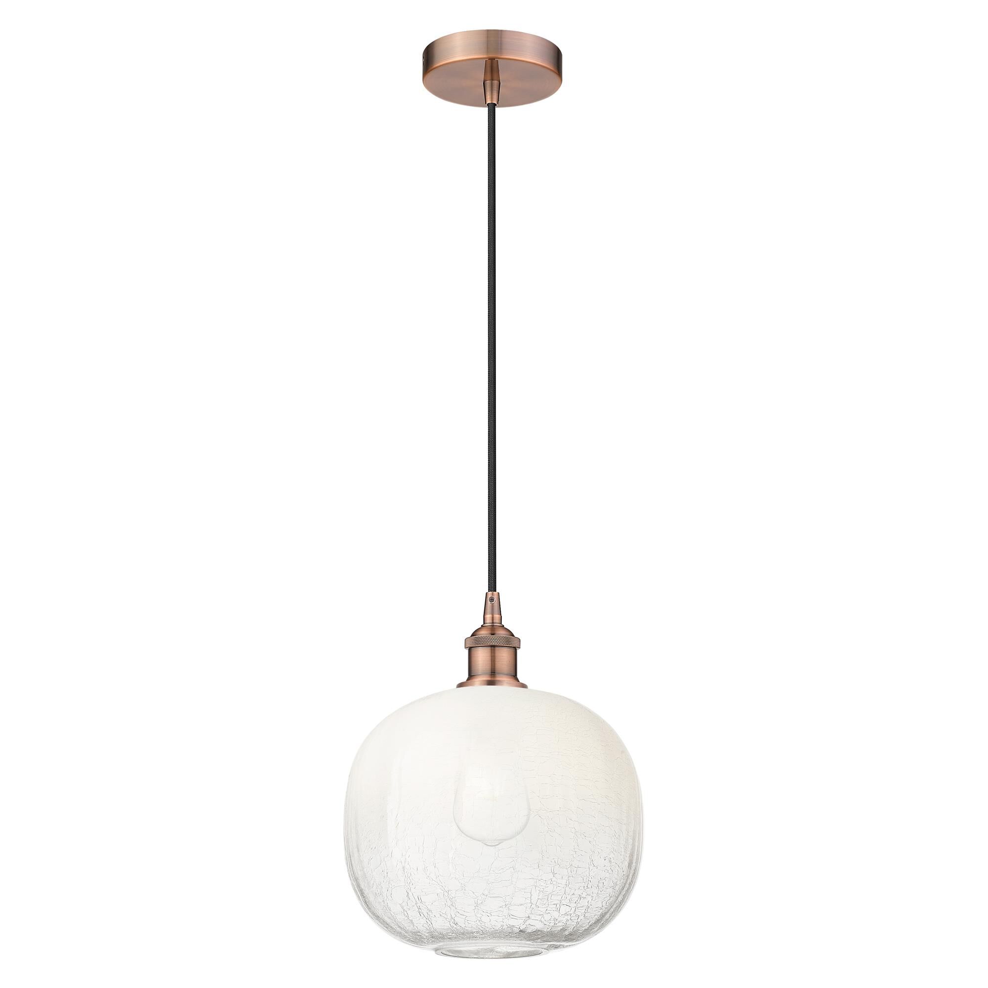Shown in Antique Copper finish and Opal glass