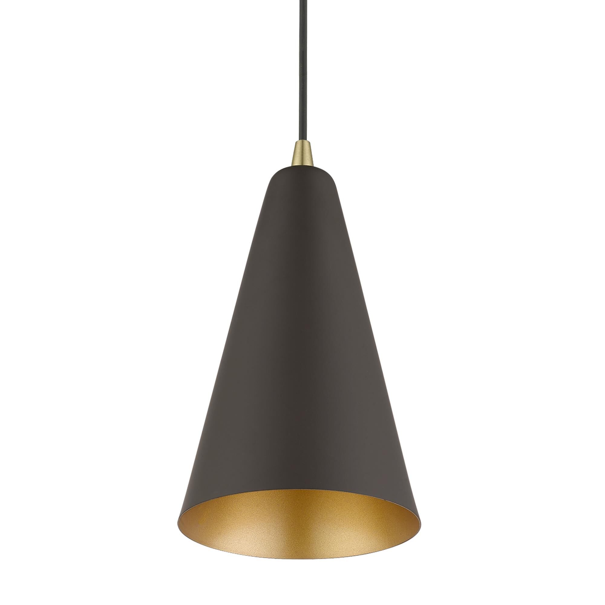 Shown in Bronze with Antique Brass Accents finish and Bronze Metal With Gold Inside shade