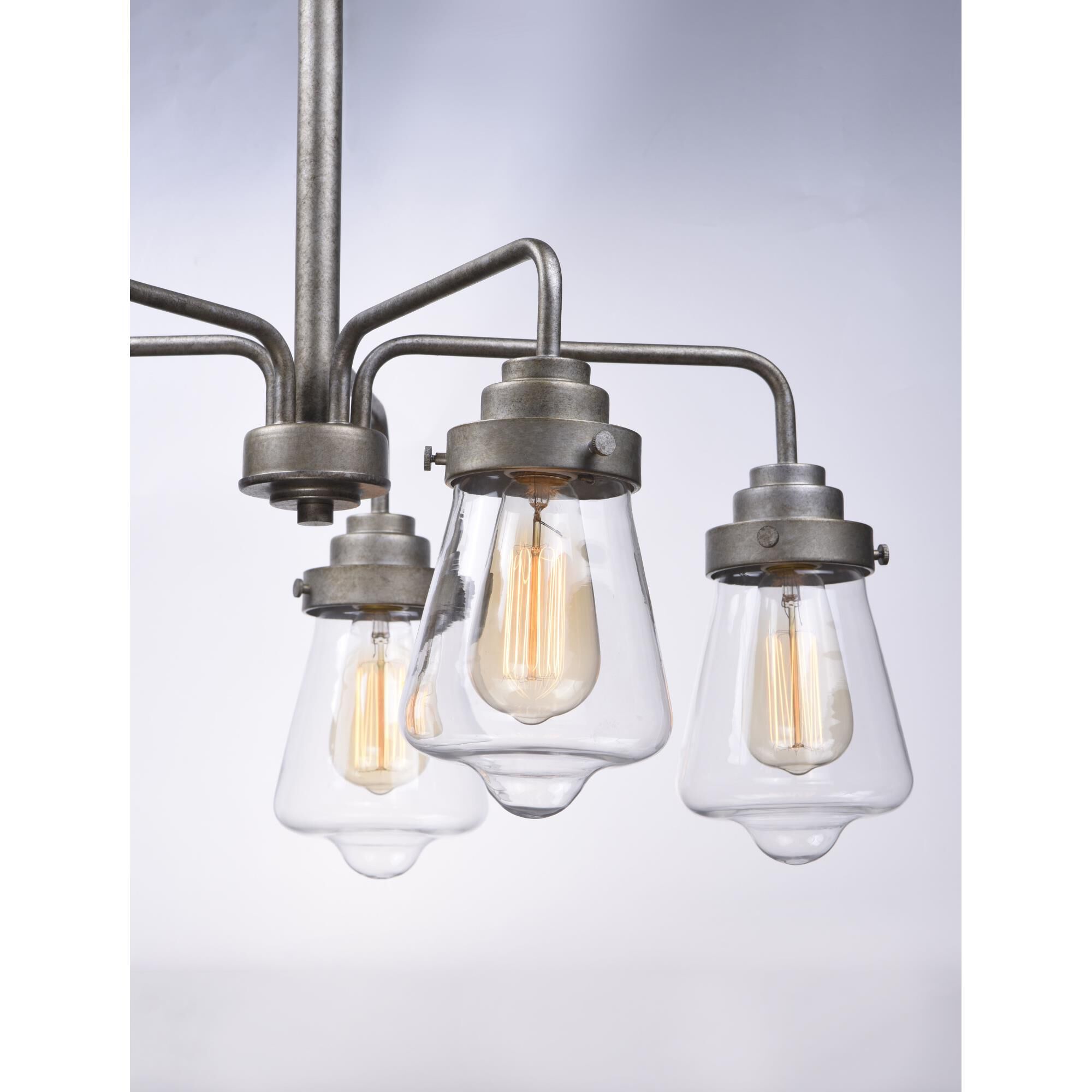 Shown in Weathered Zinc finish and Clear glass