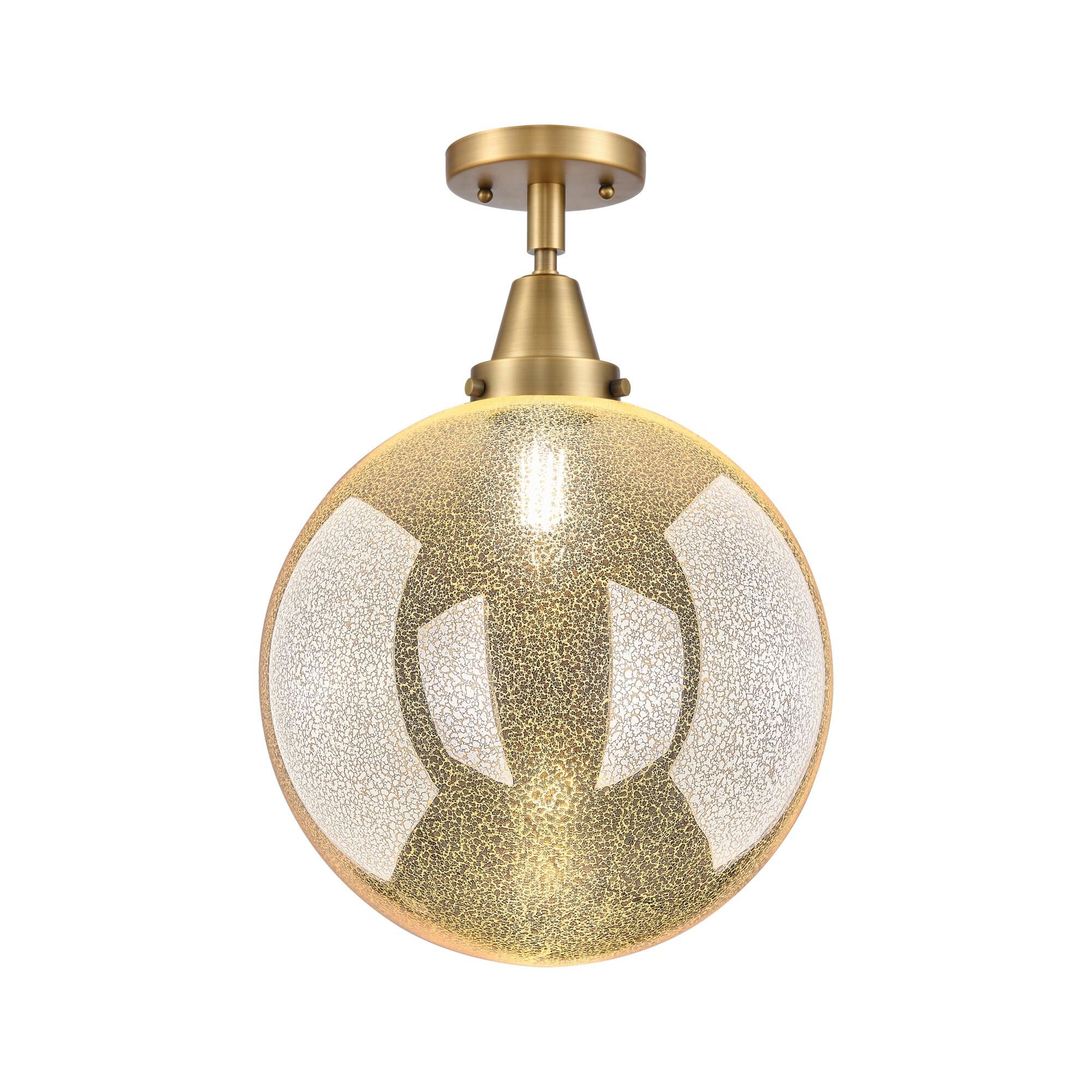 Shown in Brushed Brass finish and Mercury shade