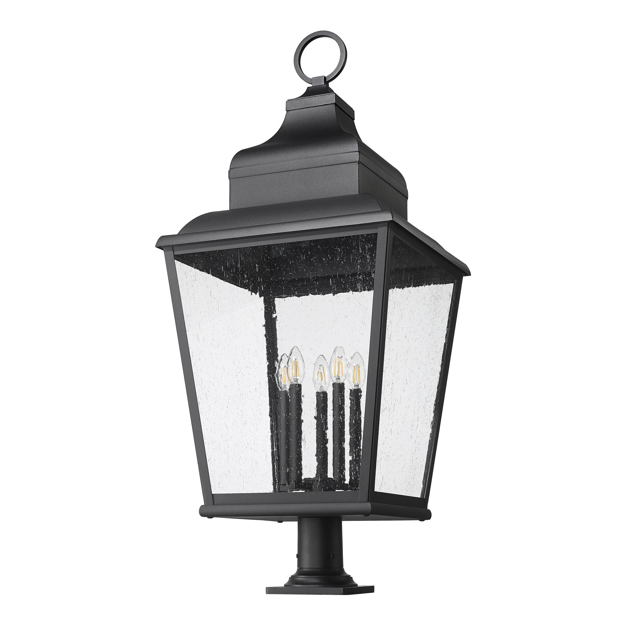 Shown in Sand Black finish and Clear Seedy glass