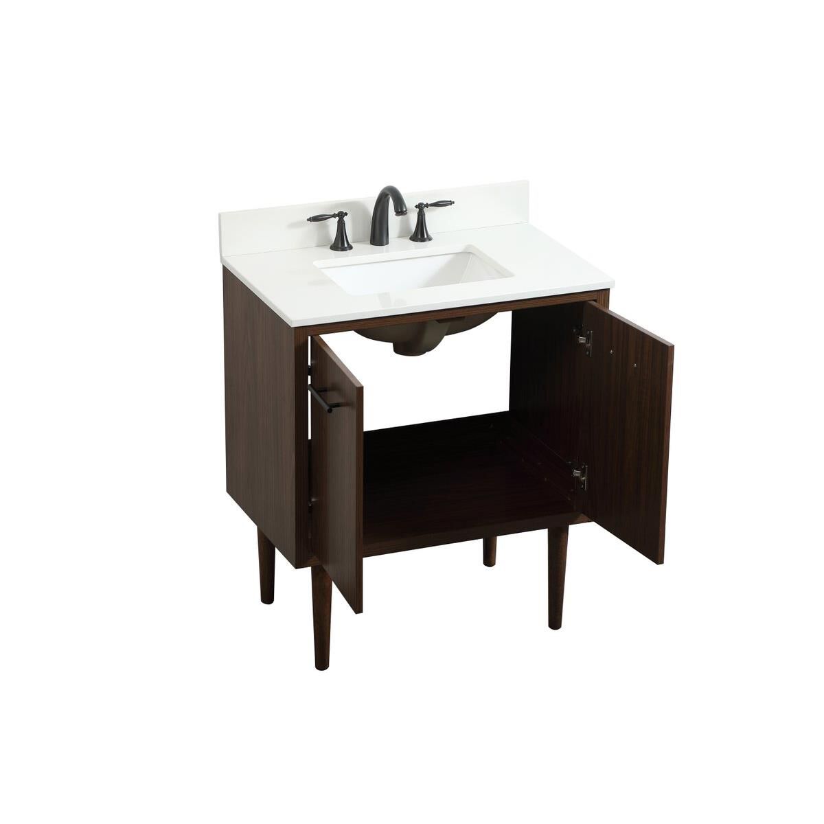 Shown in Walnut finish and Backsplash accent