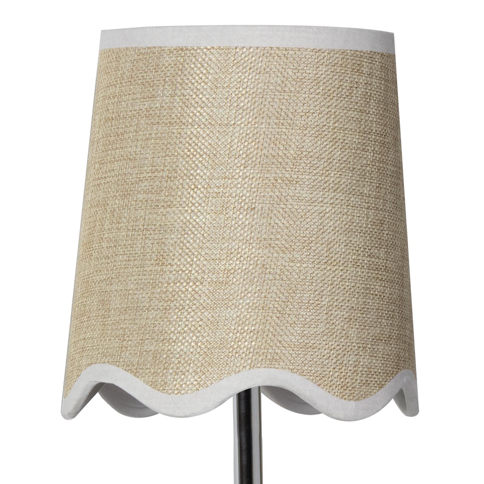 Shown in Polished Nickel finish and Linen shade