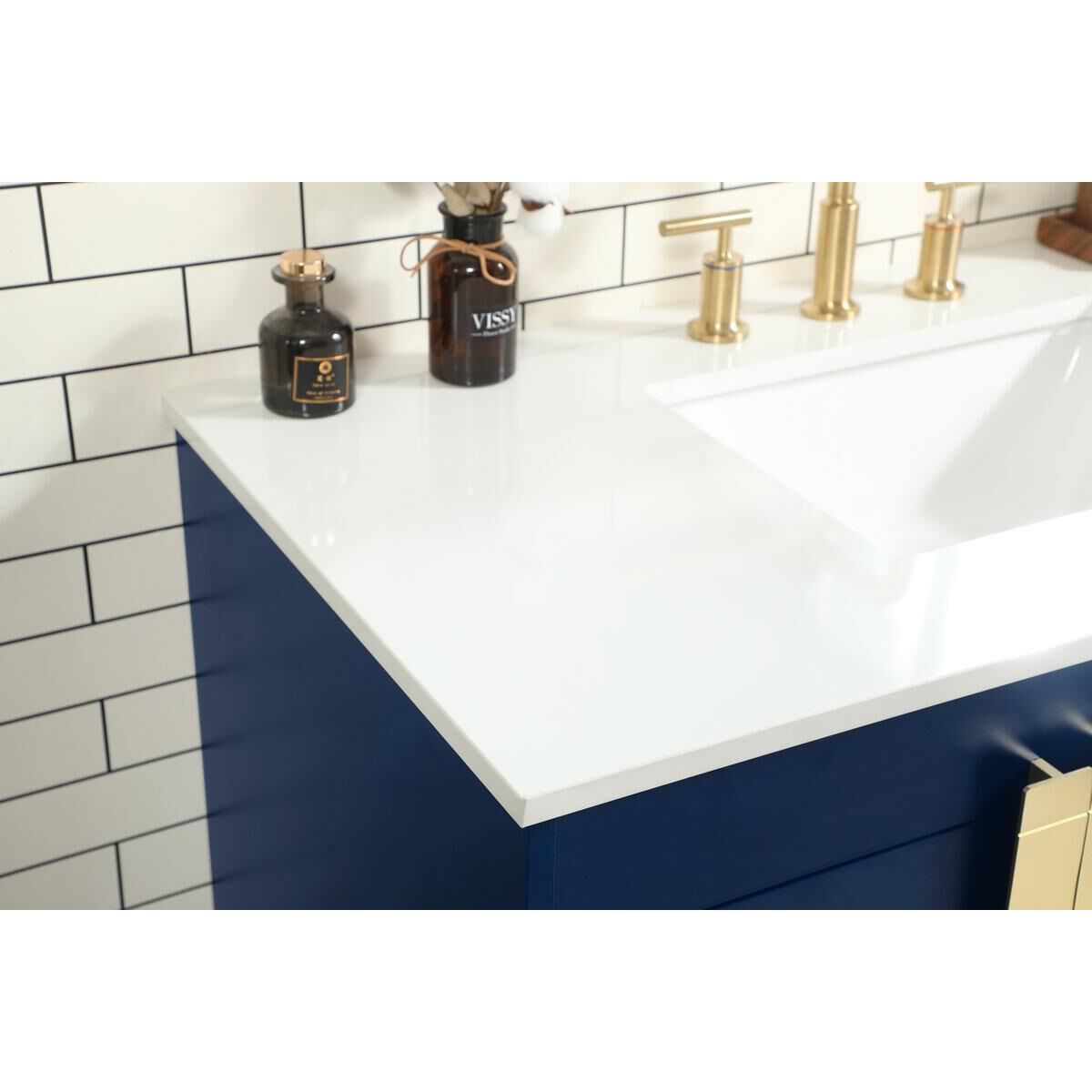 Shown in Blue finish and Without Backsplash accent