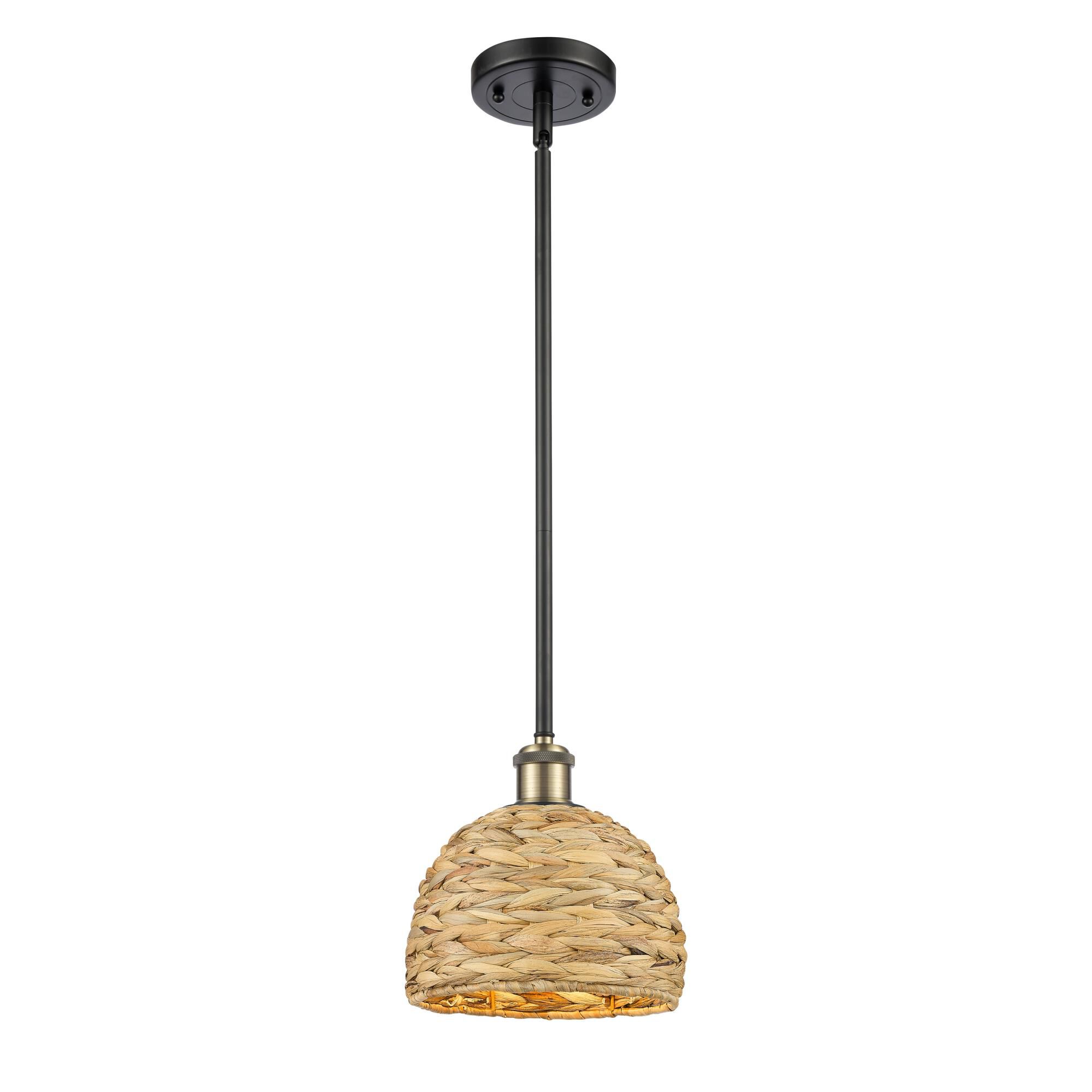 Bruno Marashlian Woven Rattan 8 Inch Mini Pendant by Innovations Lighting