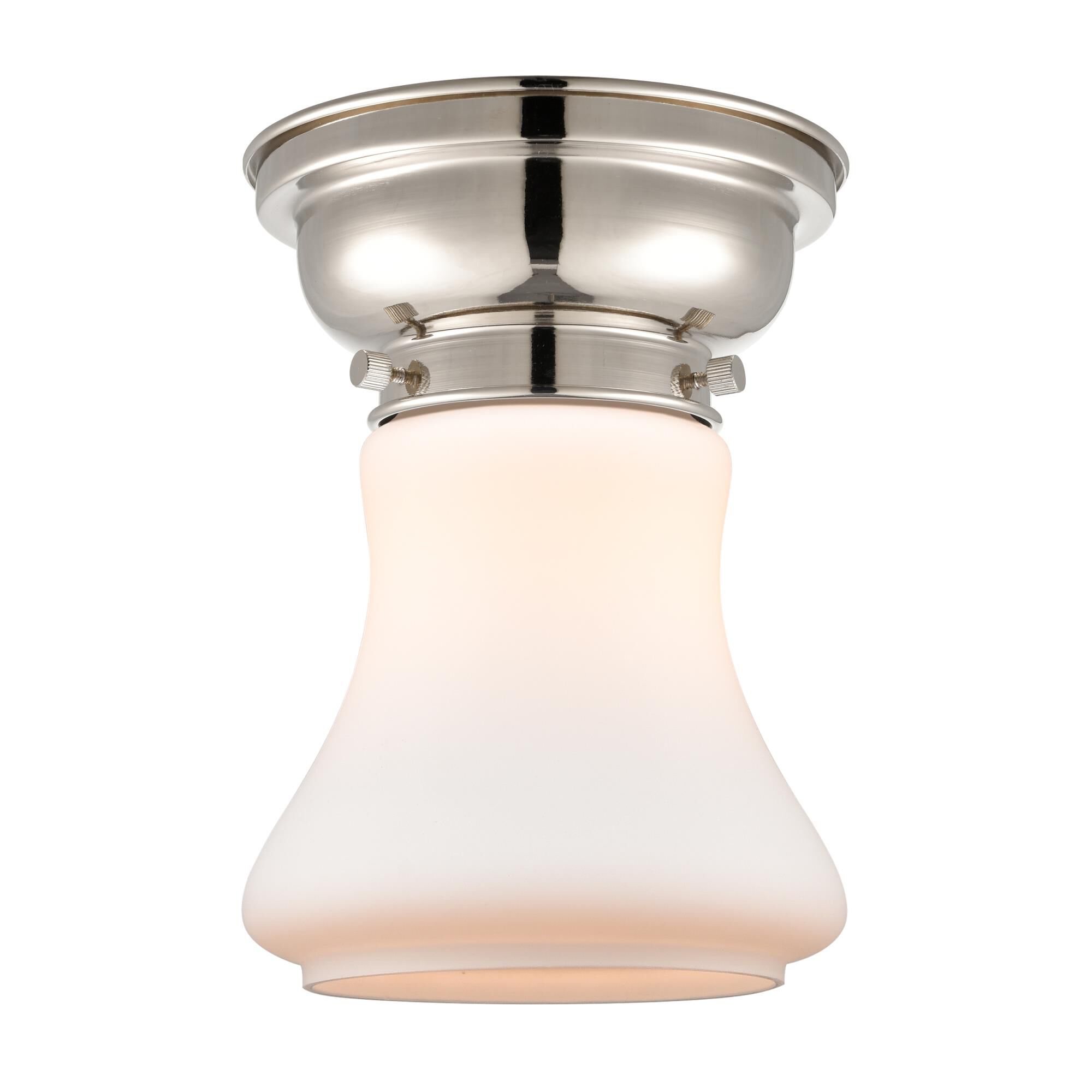 Shown in Polished Nickel finish and Bell glass and Glass shade