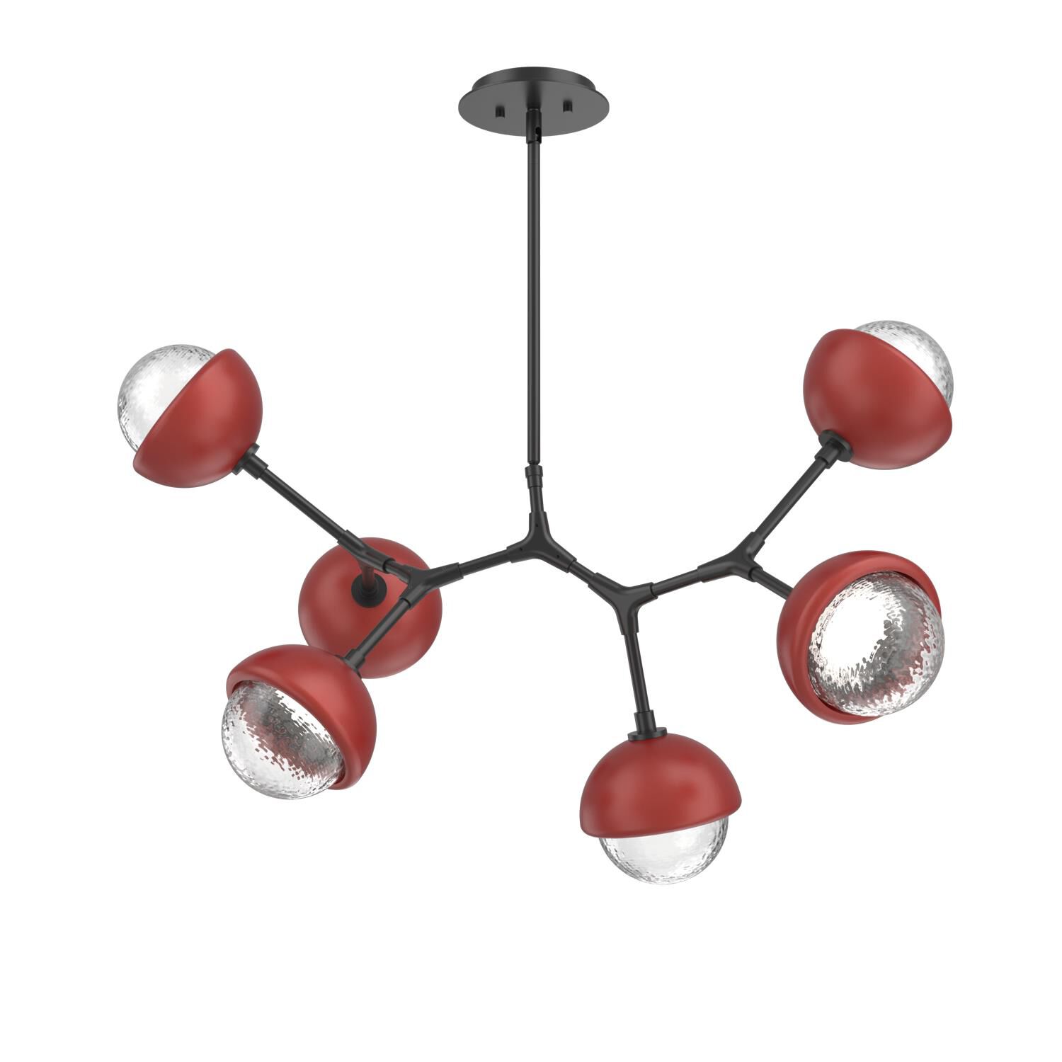 Shown in Matte Black finish and Clear glass and Cinnamon Red accent