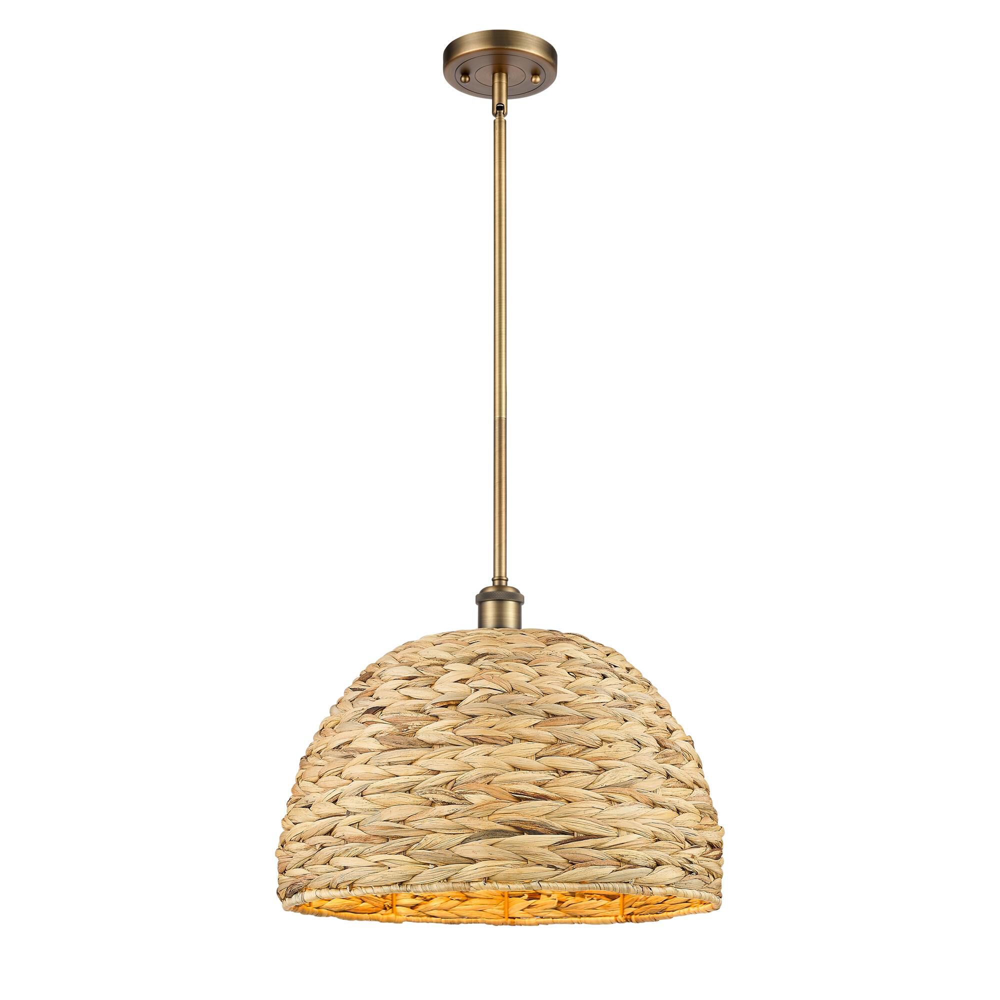 Shown in Brushed Brass finish and Natural shade