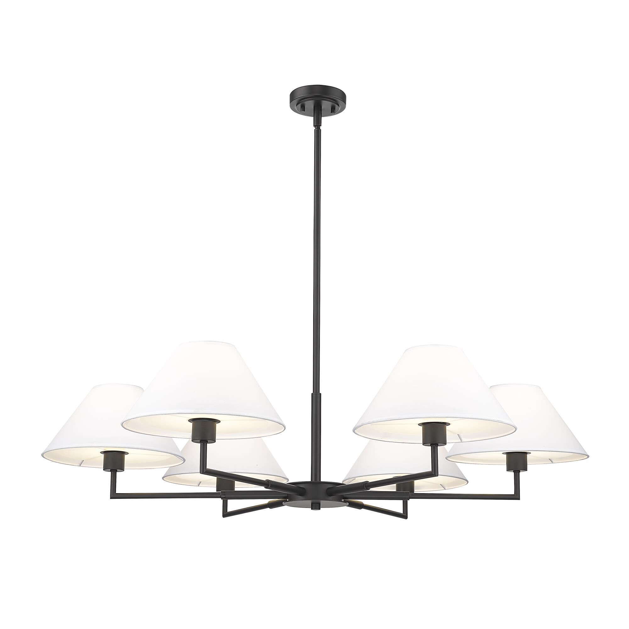 Shown in Matte Black finish and White Linen glass and White Linen shade