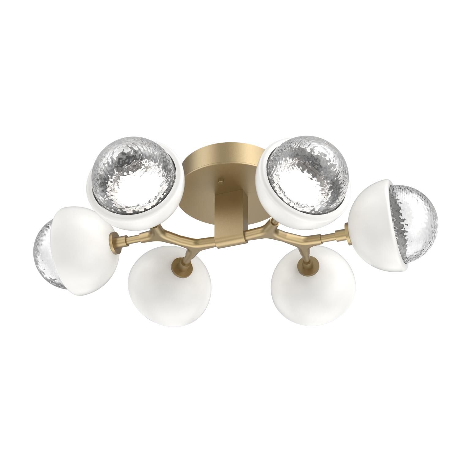 Shown in Gilded Brass finish and Clear glass and Salt White accent