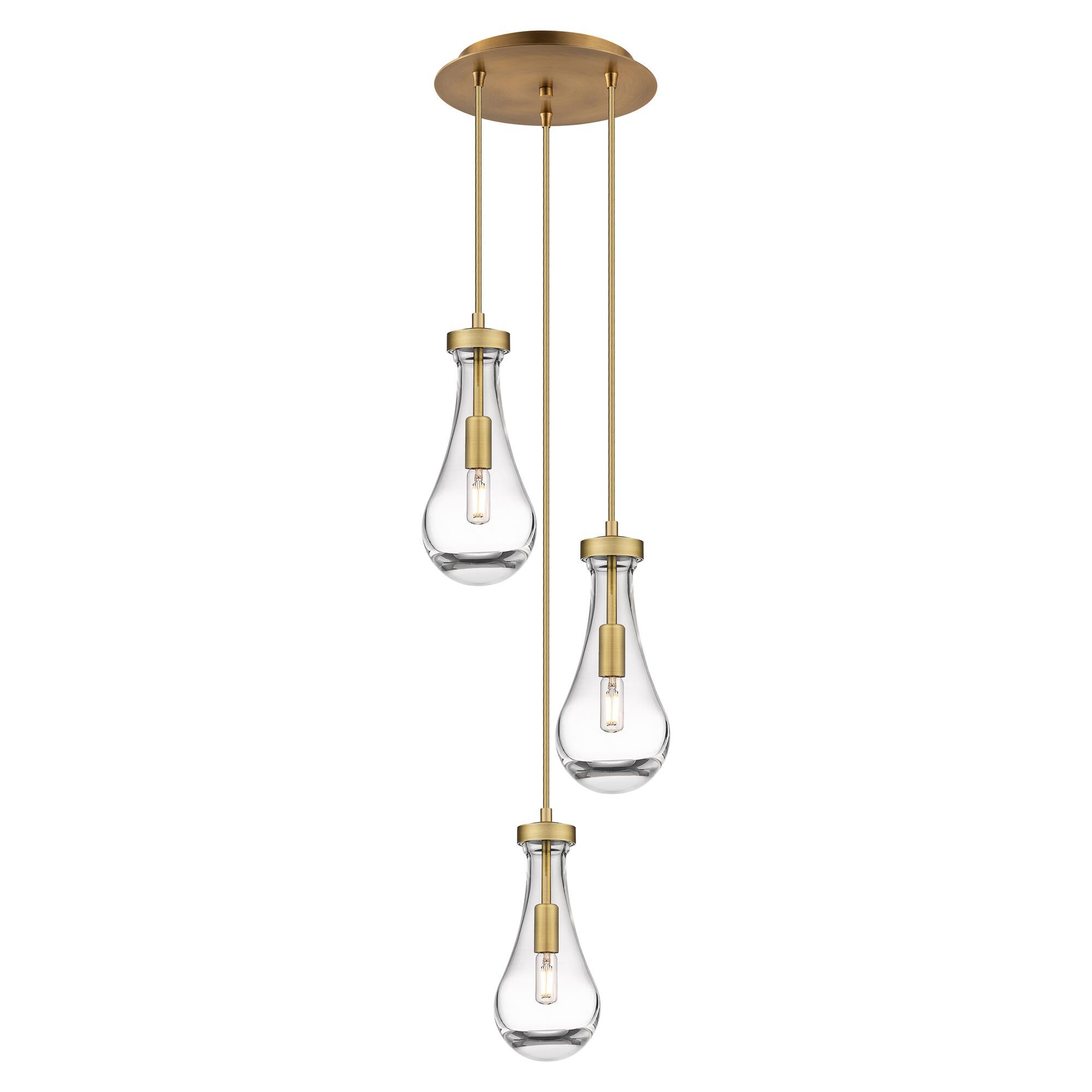 Shown in Brushed Brass finish and Clear glass and Clear Glass shade