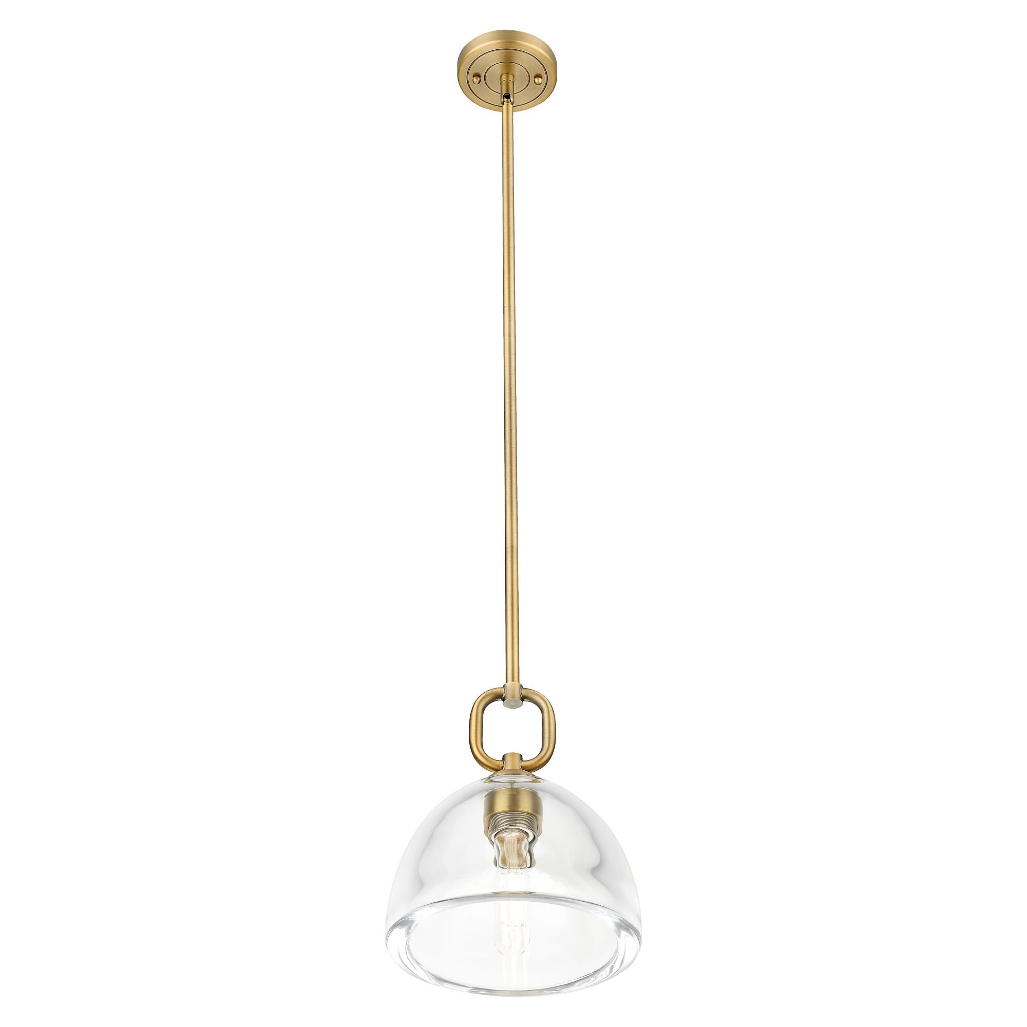 Shown in Brushed Brass finish and Clear glass