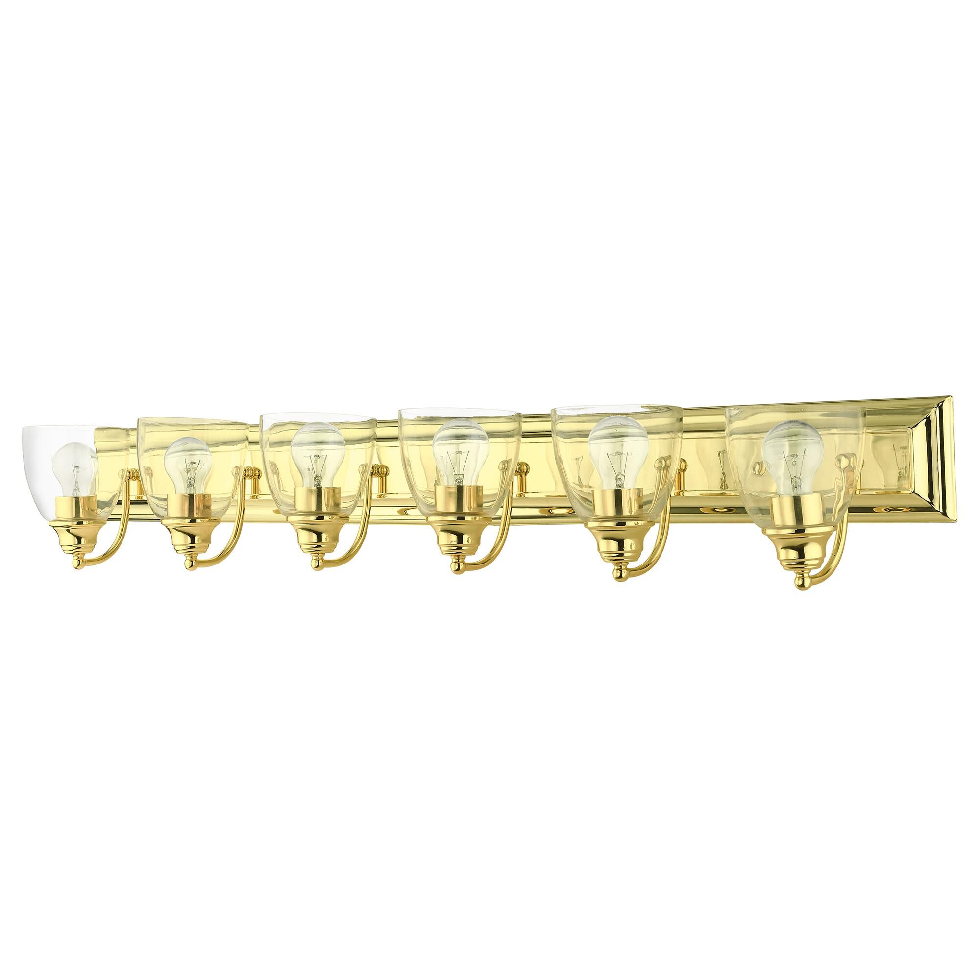 Shown in Polished Brass finish and Hand Blown Clear glass