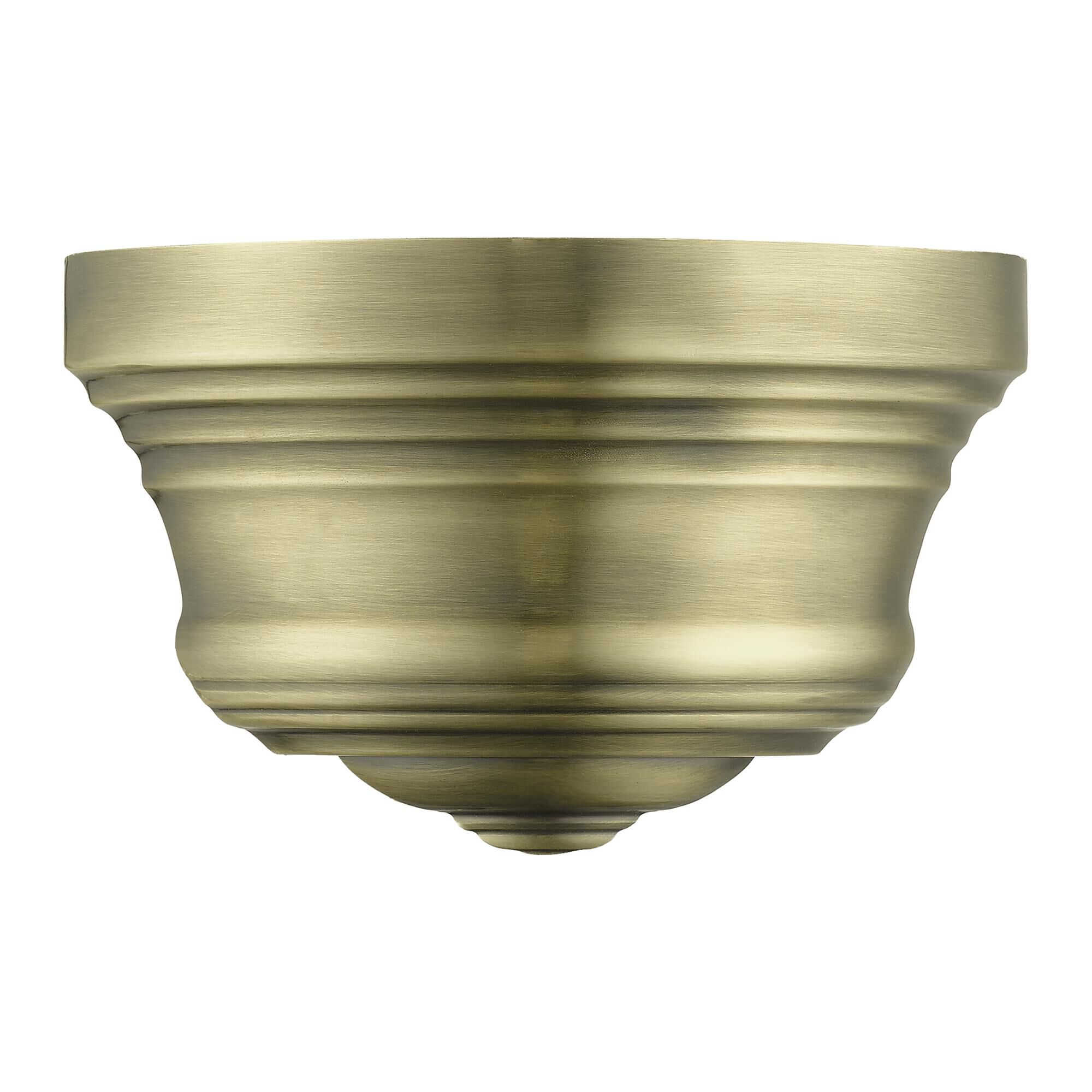 Shown in Antique Brass finish and Antique Brass Steel With Shiny White Finish Inside shade