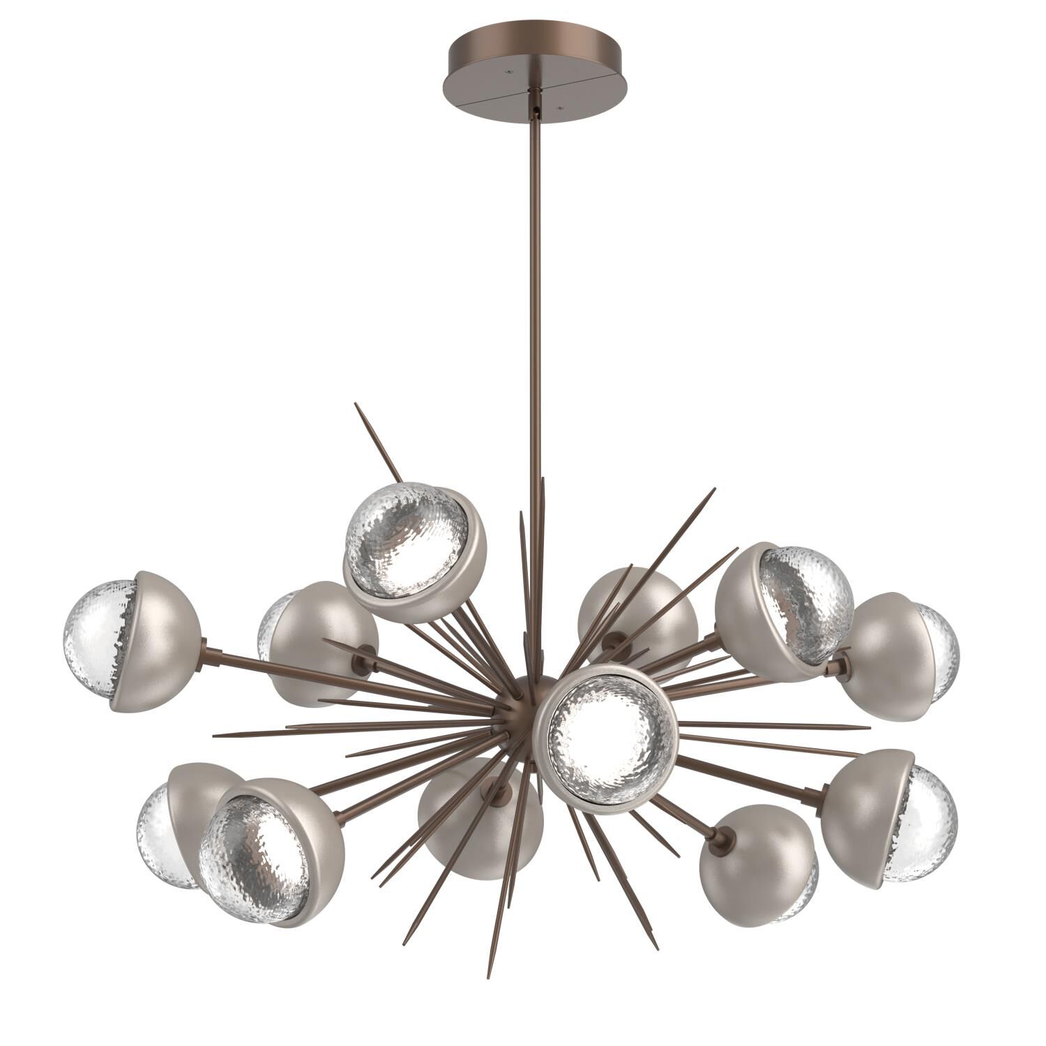 Shown in Burnished Bronze finish and Clear glass and Beige Silver accent