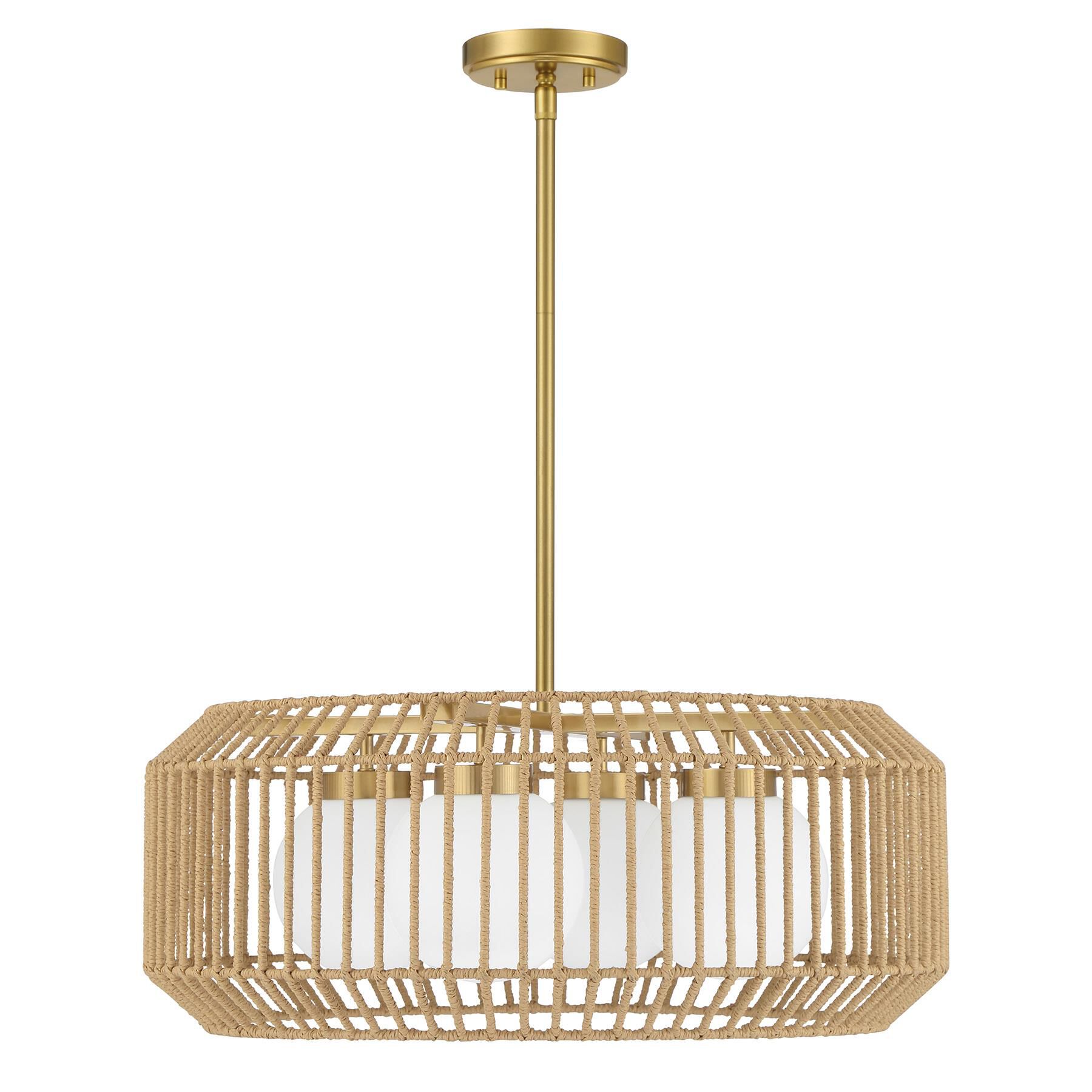 Shown in Warm Brass finish and White shade