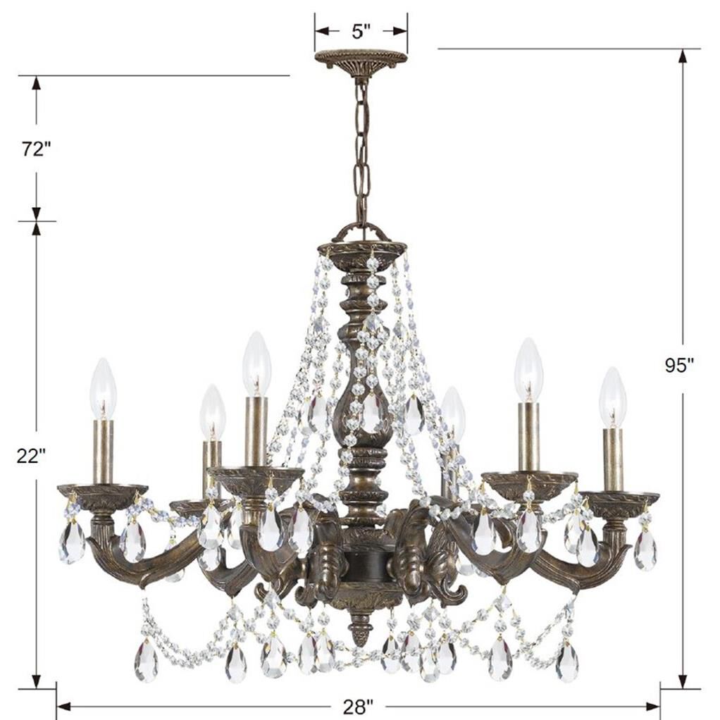 Paris Market 28 Inch 6 Light Chandelier by Crystorama