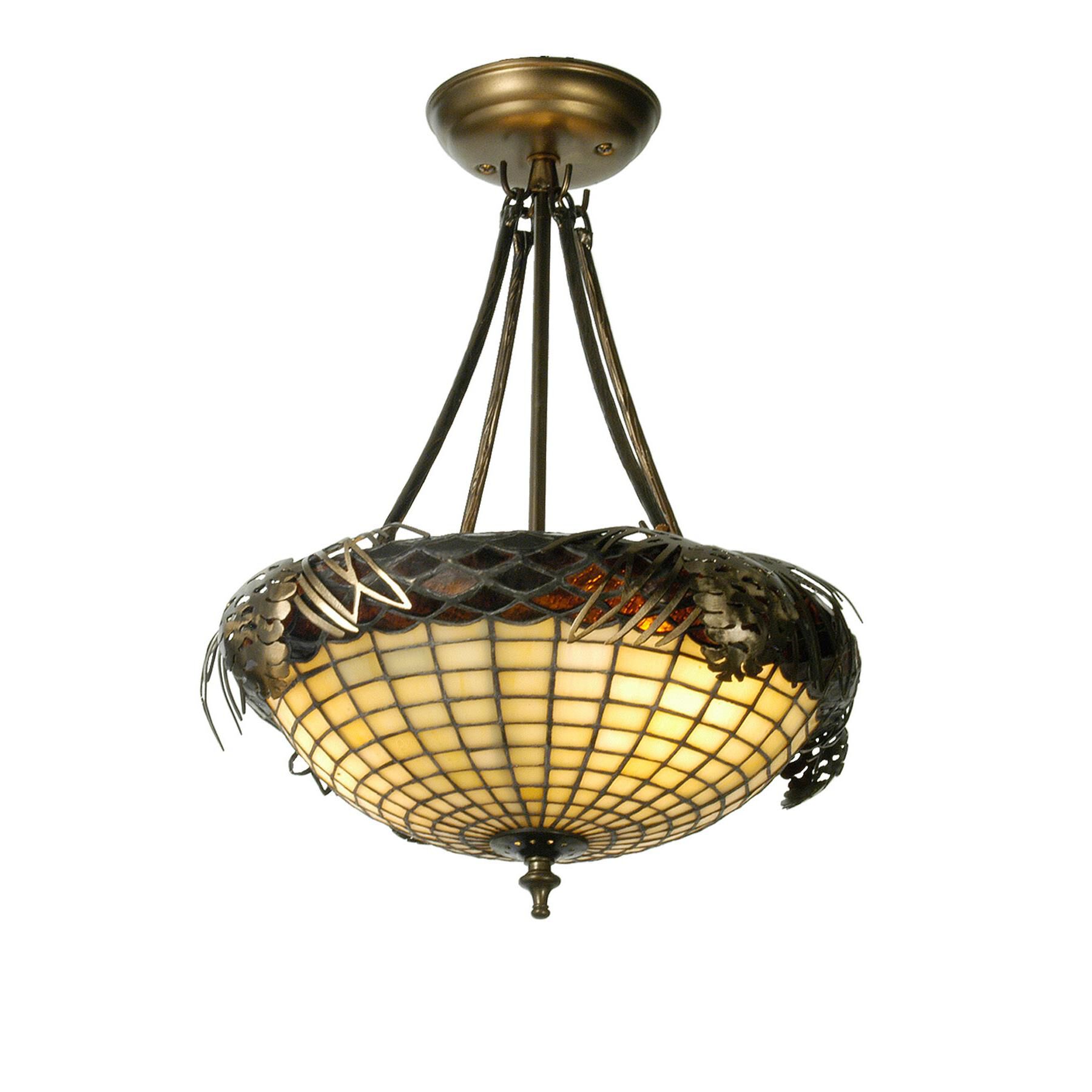 Shown in Antique Copper Finish finish and Beige glass