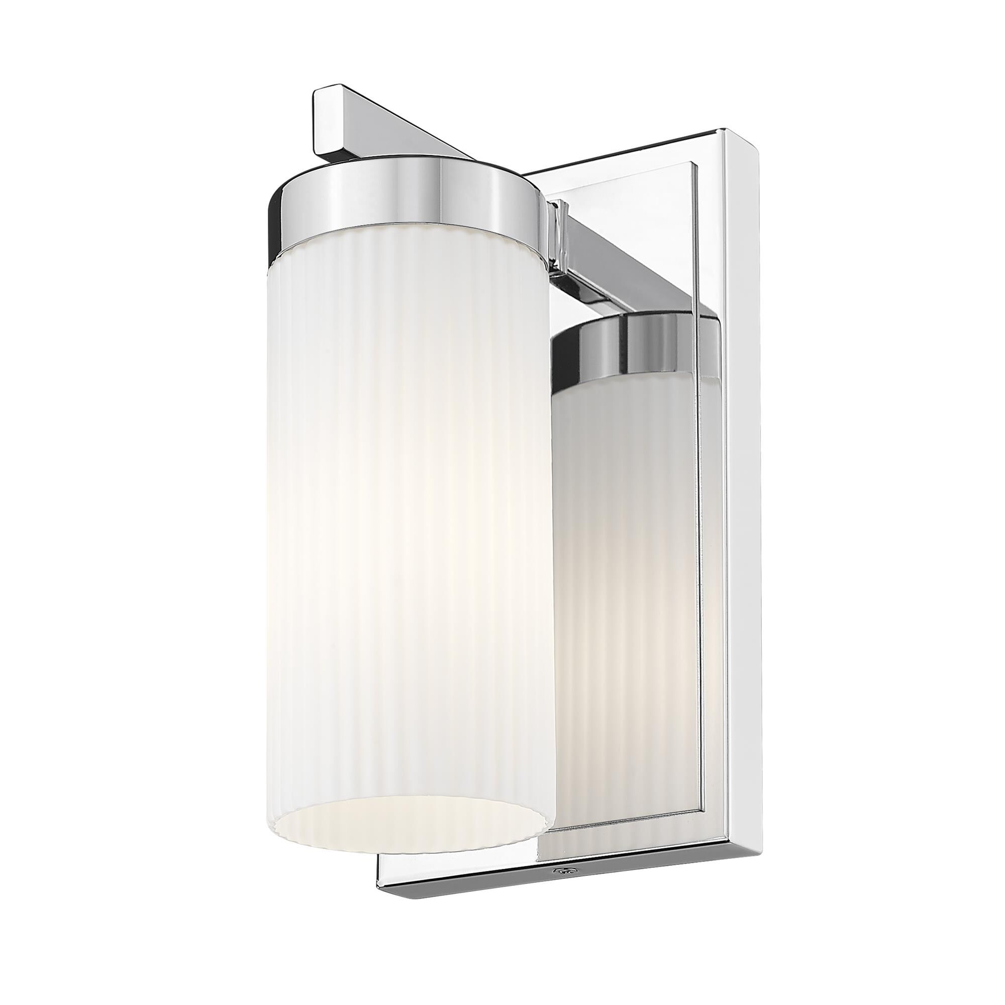 Shown in Chrome finish and White glass and White shade