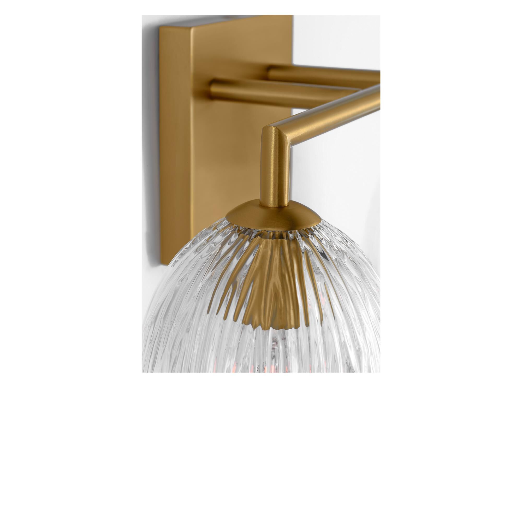 Shown in Burnished Brass finish and Striped Clear glass