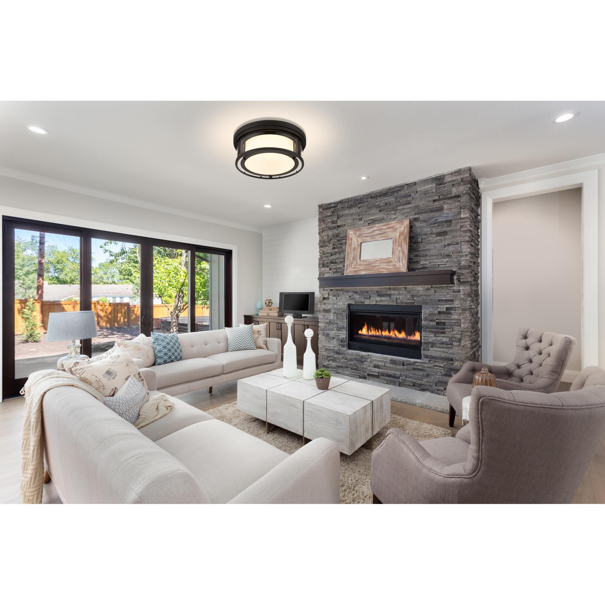 Shown in Matte Black finish and Glass shade