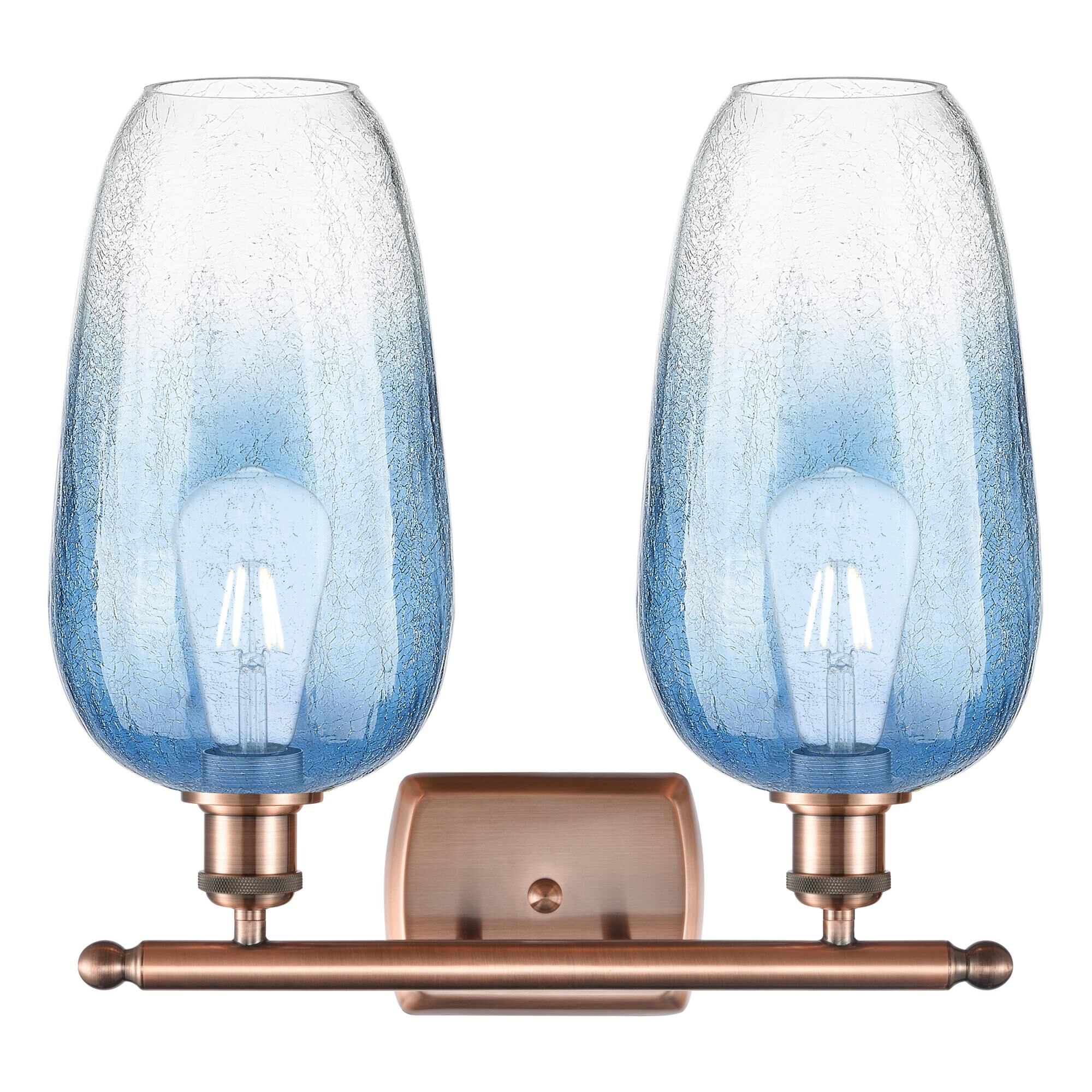 Shown in Antique Copper finish and Sapphire Blue glass