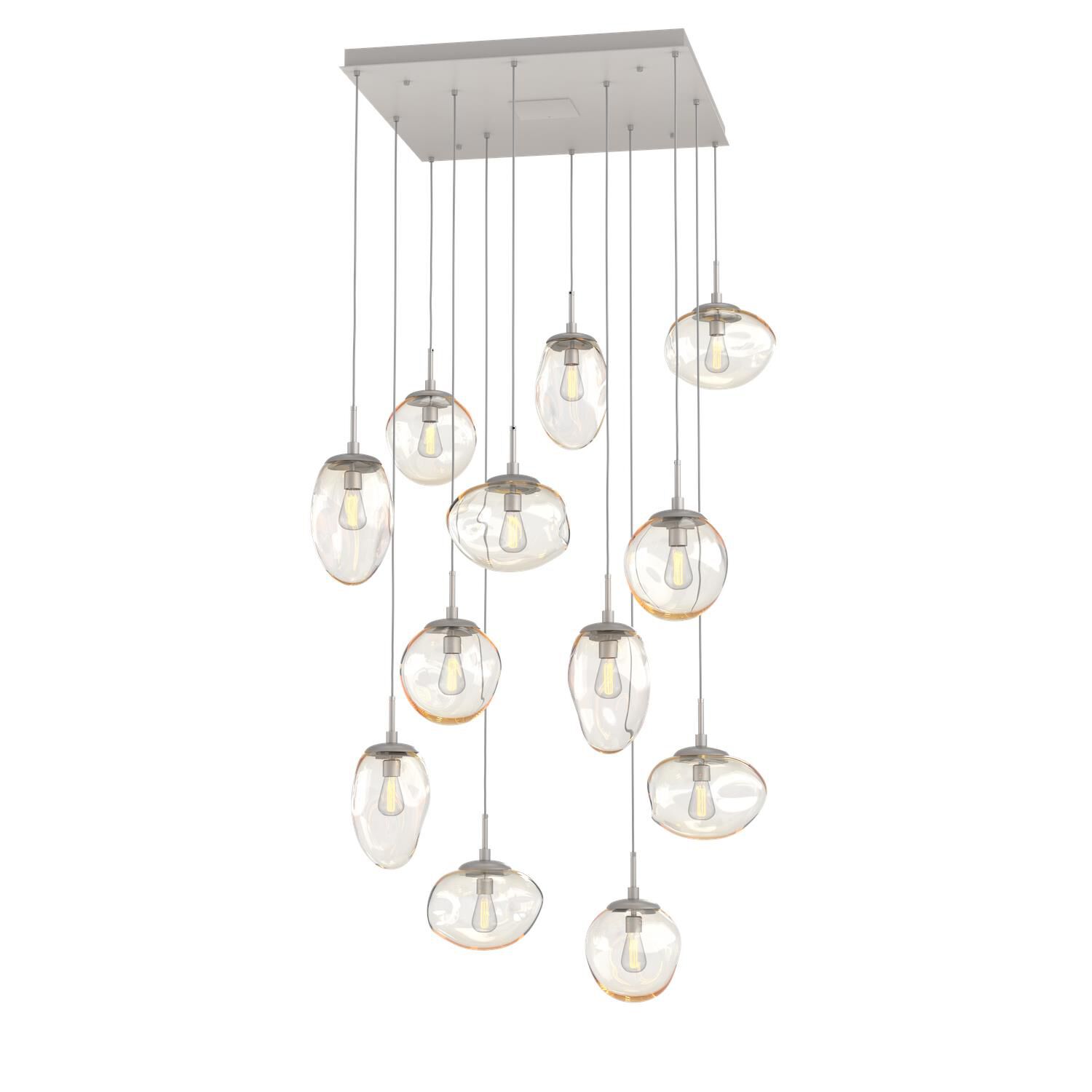 Shown in Metallic Beige Silver finish and Blown Amber glass