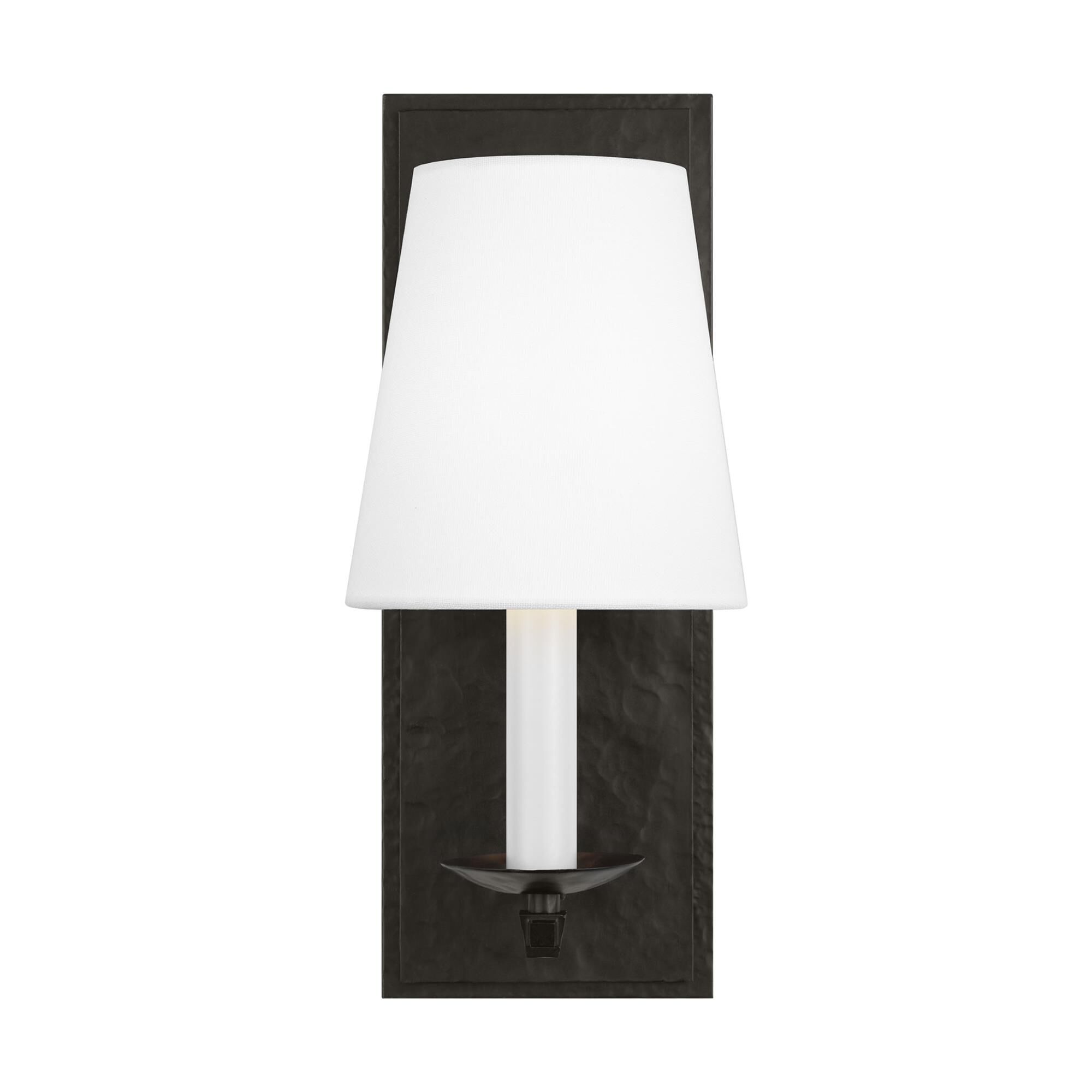 Shown in Aged Iron finish and White Linen shade