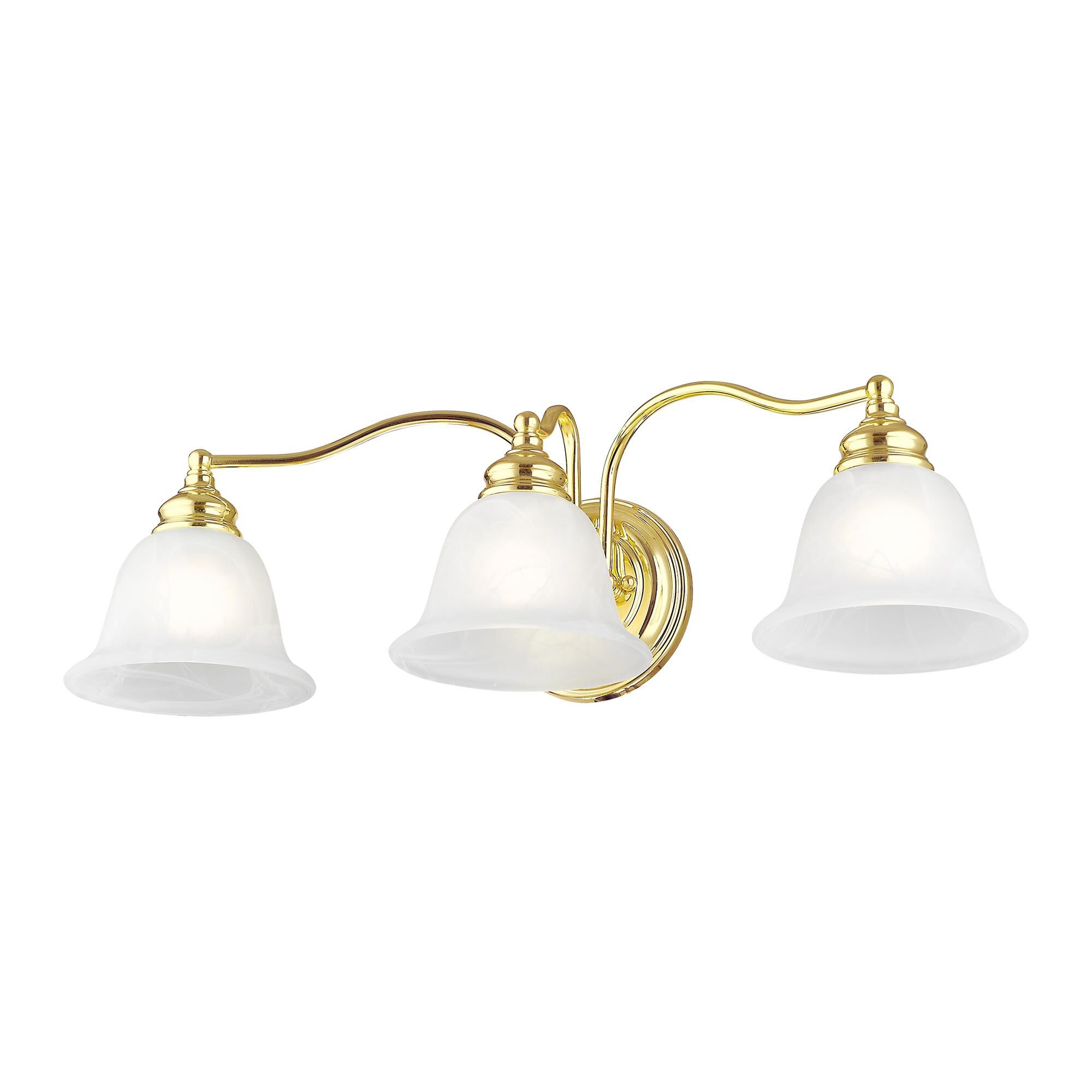Shown in Polished Brass finish and White Alabaster glass