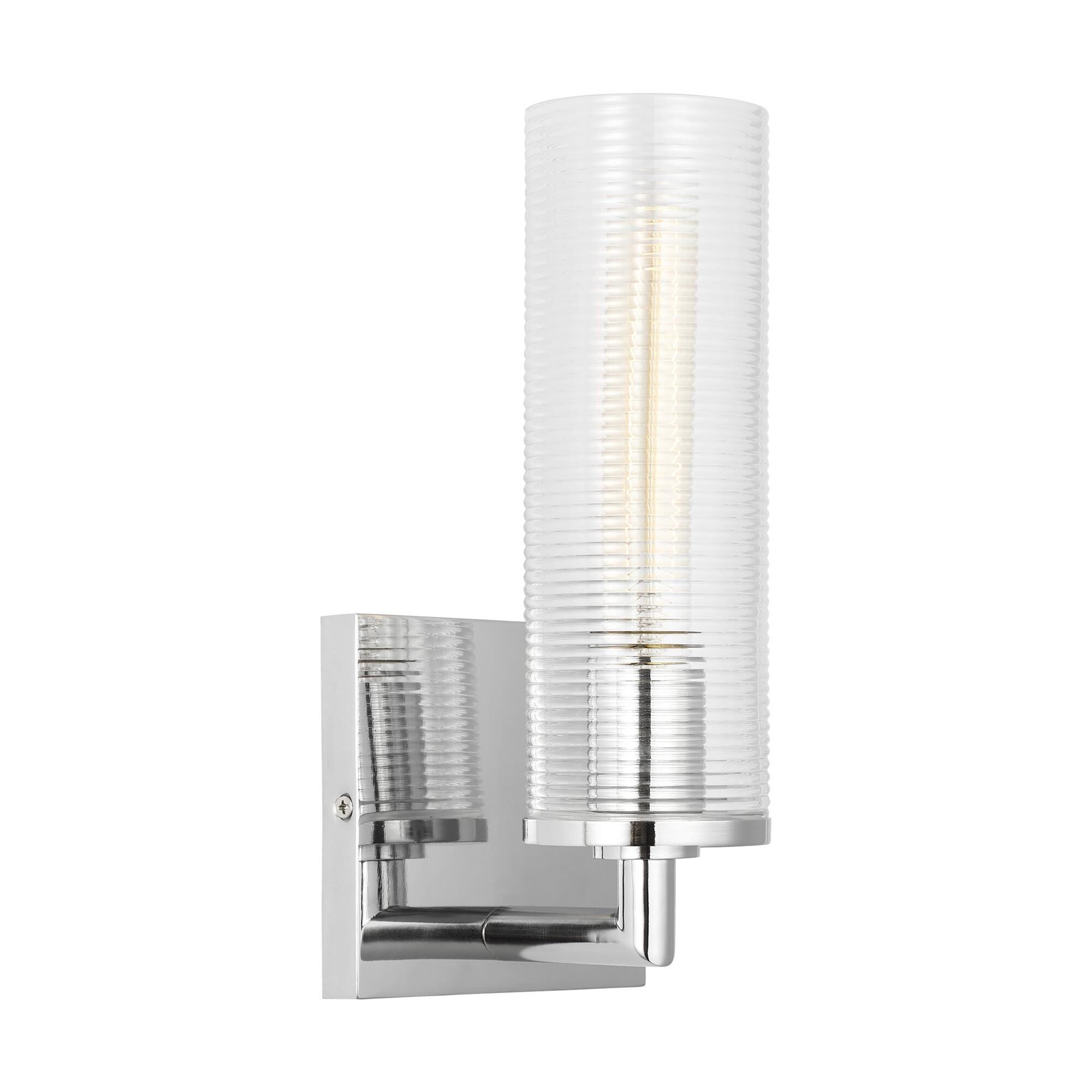 Shown in Chrome finish and Clear Ribbed glass