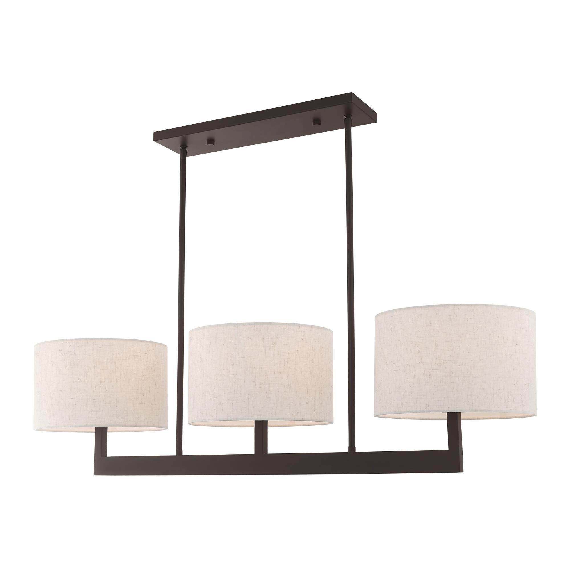 Shown in Bronze finish and Hand Crafted Oatmeal Color Fabric Outside & White Fabric Inside Hardback shade