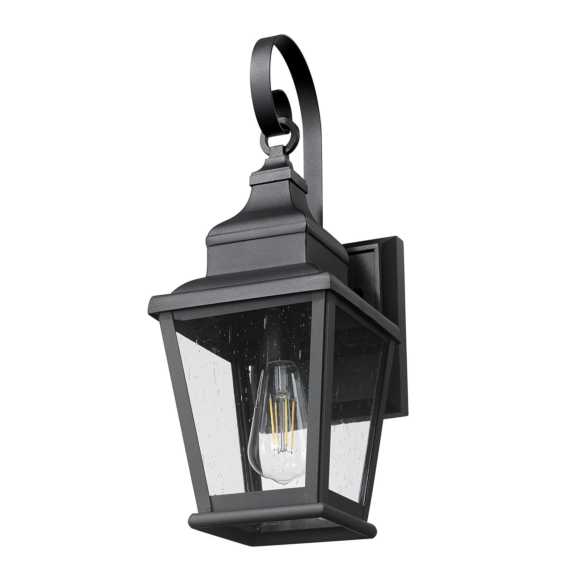 Shown in Sand Black finish and Clear Seedy glass