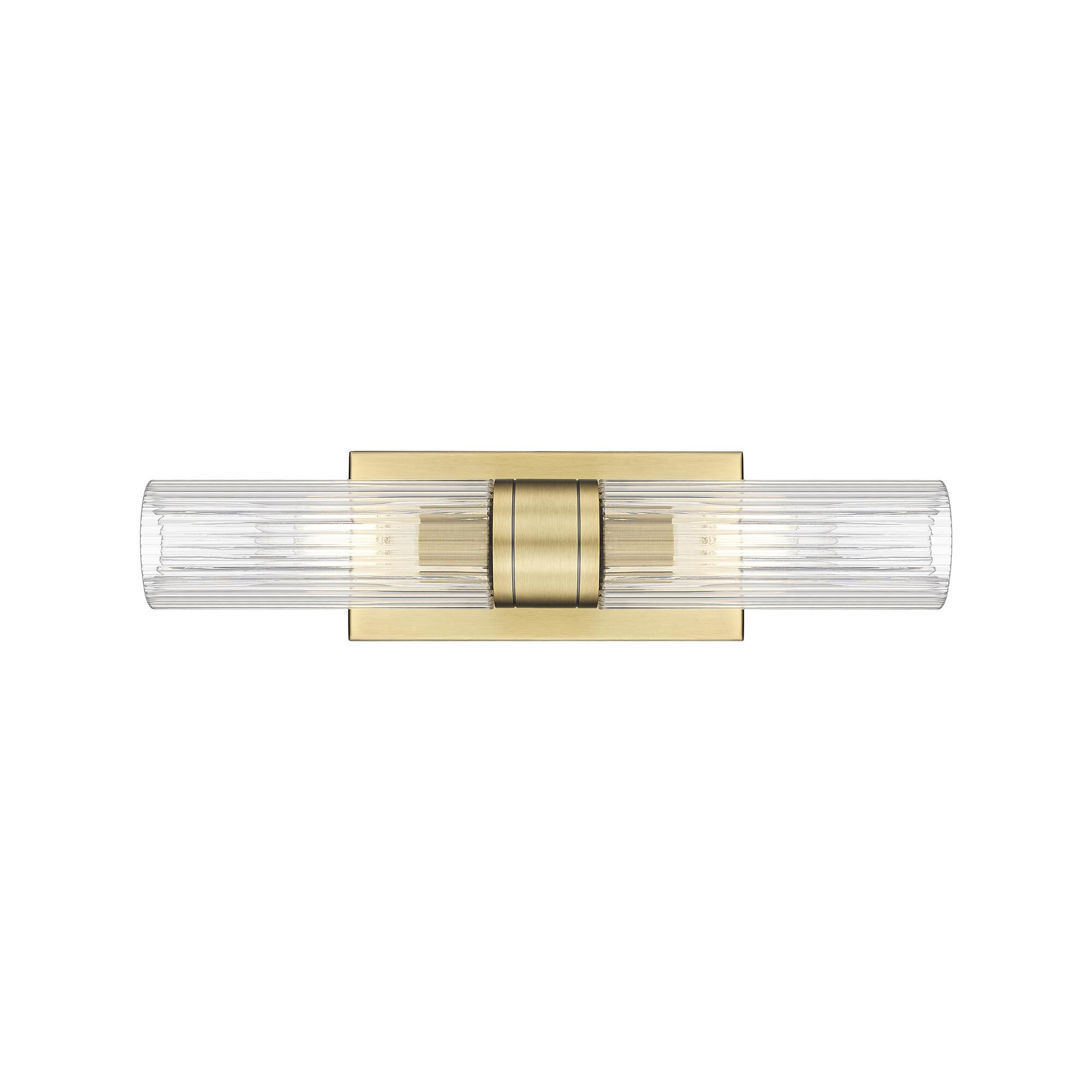Shown in Brushed Brass finish and Striped Clear glass