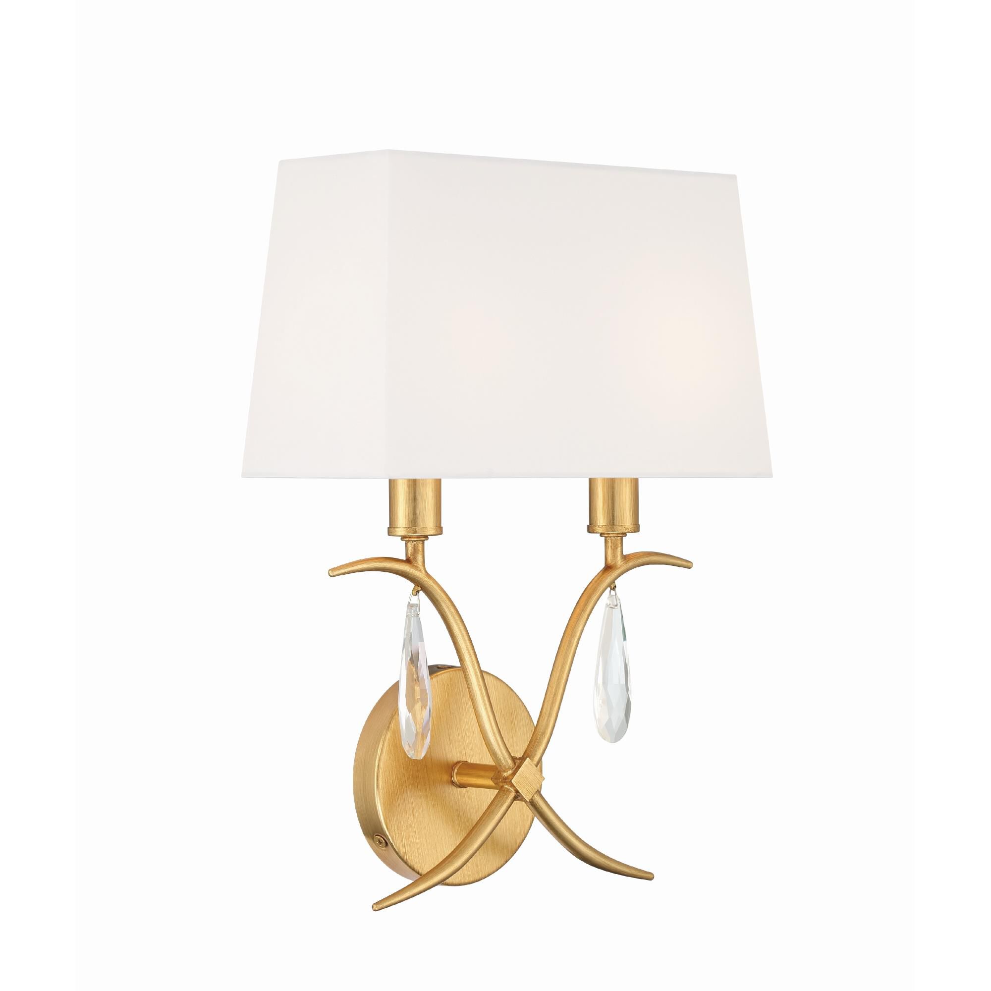 Shown in Antique Gold finish and Hand Cut crystal and Silk glass and Silk shade