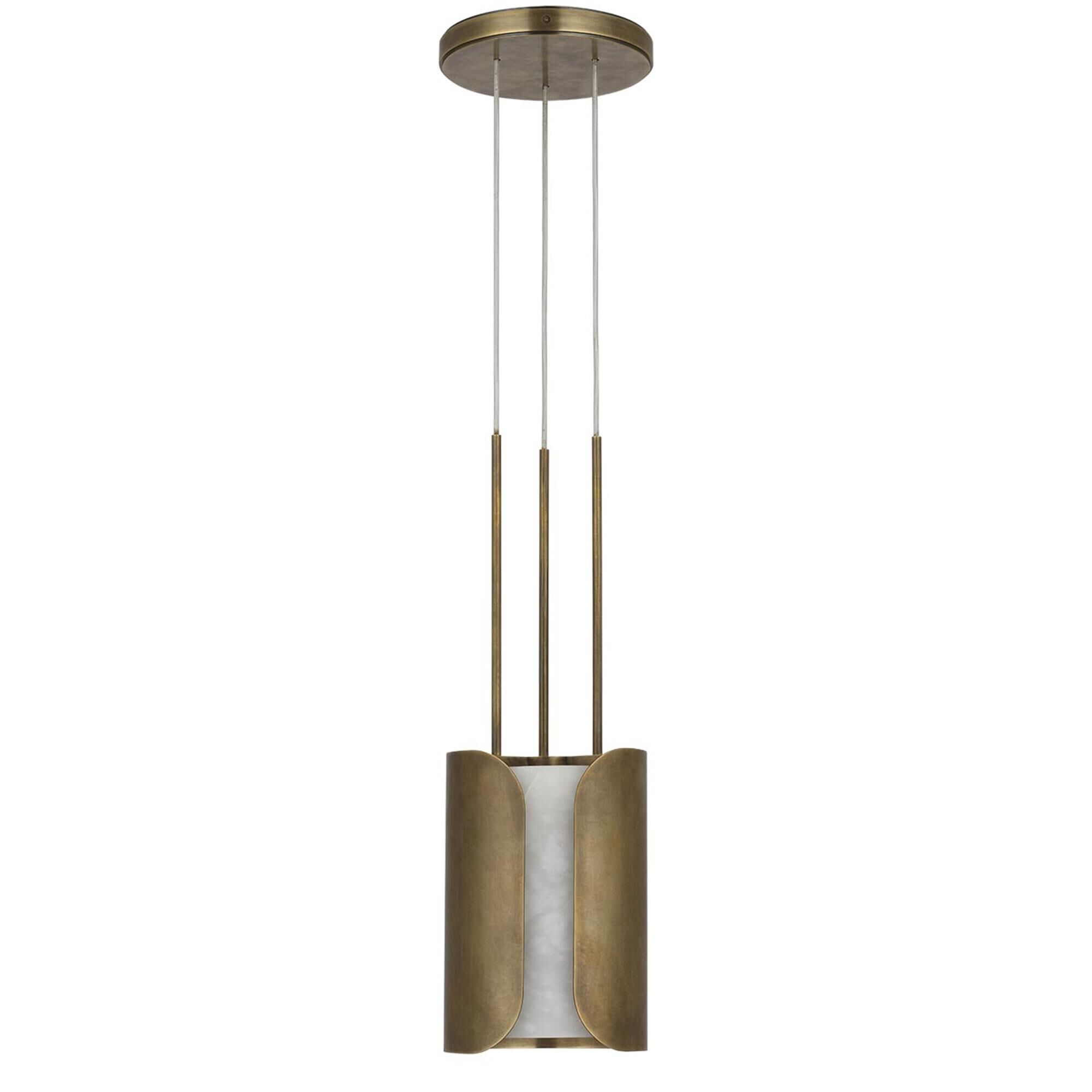 Shown in Mottled Brass finish and Alabaster shade