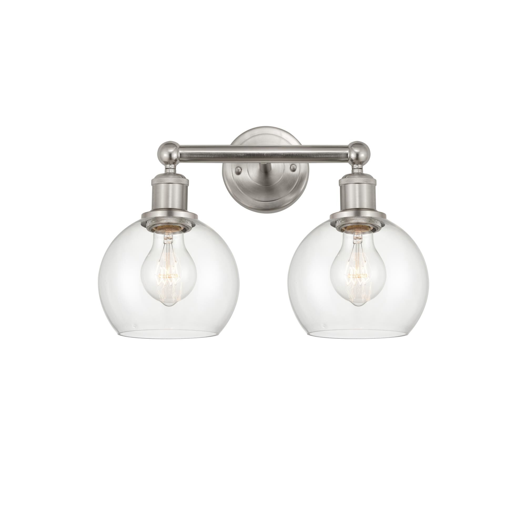 Shown in Brushed Satin Nickel, Clear finish and Clear glass and Clear Glass shade