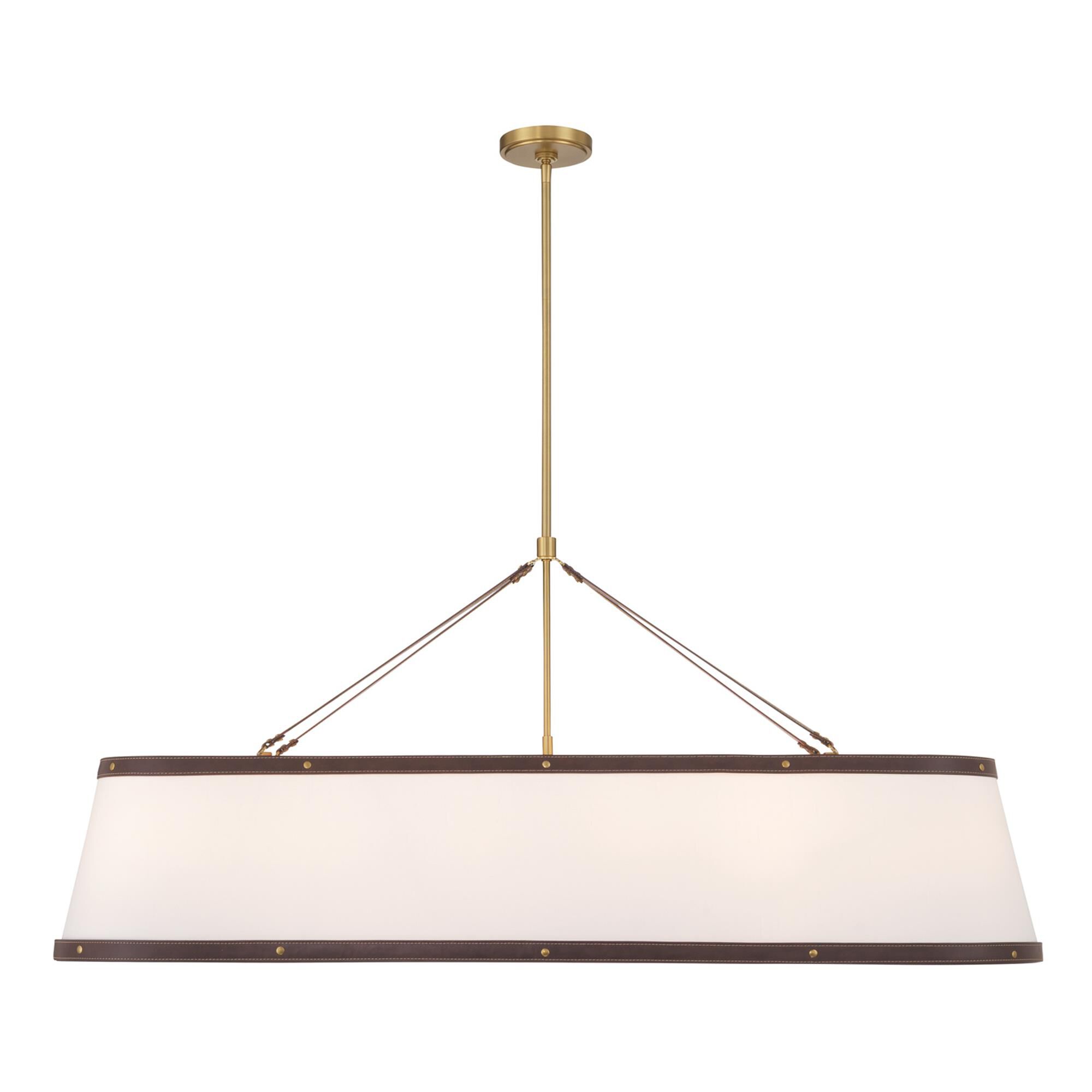 Shown in Luxe Gold finish and Fabric glass and Fabric shade